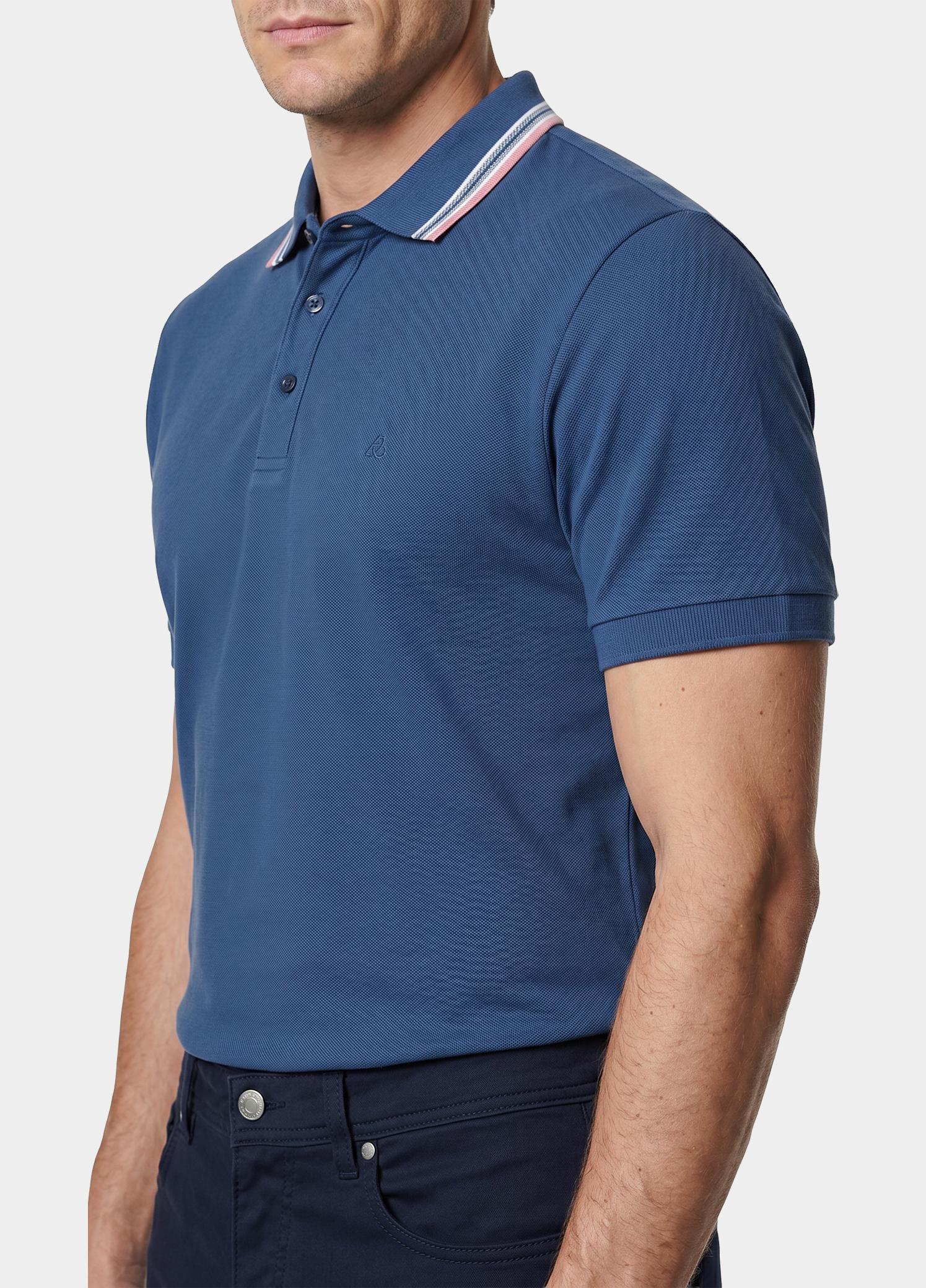 Scotland Blue Polo heren Blauw Brick Polo Plain Contrast Col SPE25108BR06SB/268 jeans blue