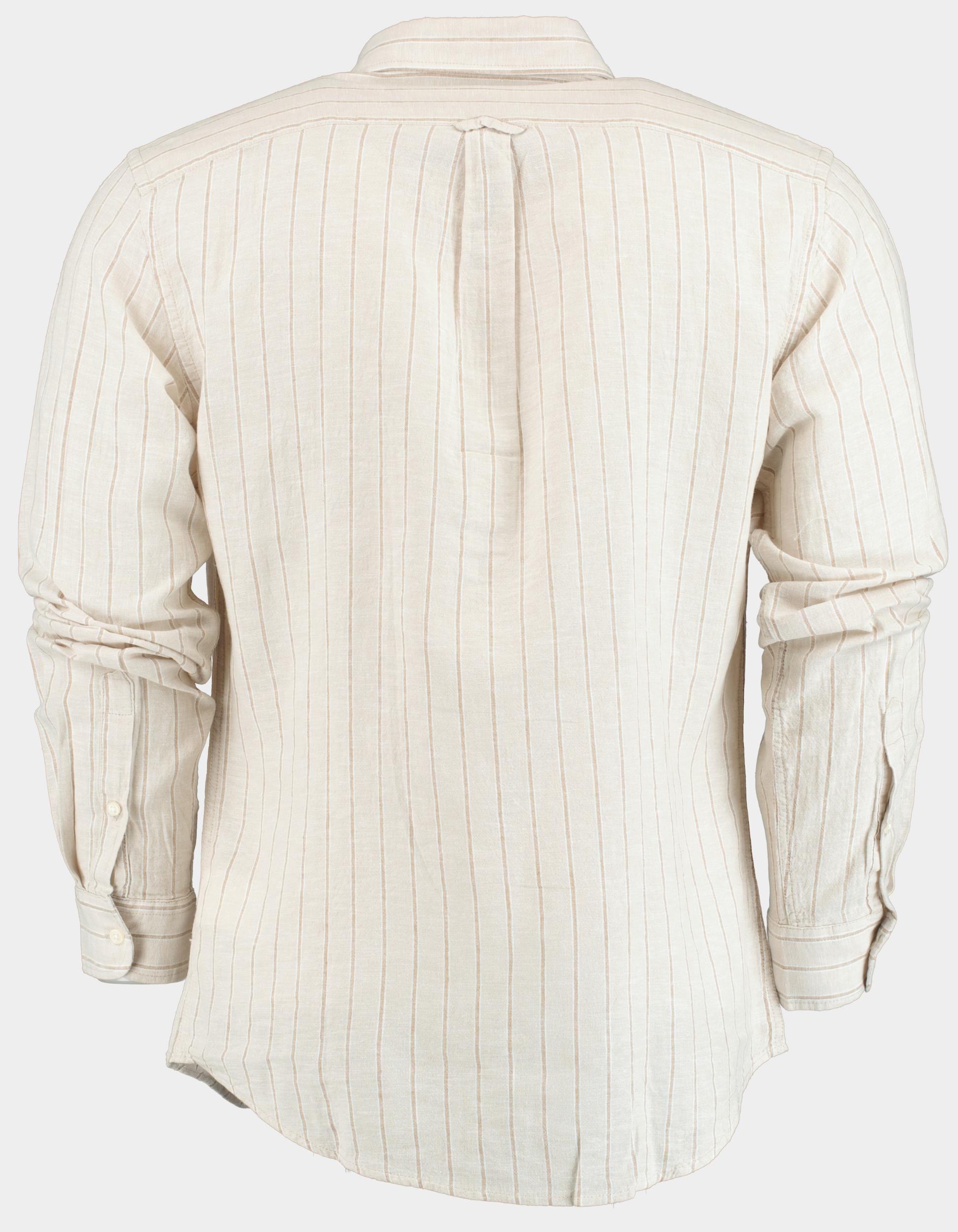 Bos Casual hemd lange mouw Multi Linnen shirt LM streep 42540016D/TS467B Sand/White/Coloniale