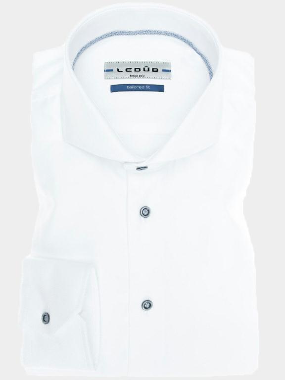 Ledub Business hemd lange mouw Wit Overhemd met Stretch modernfit 0032521/910140