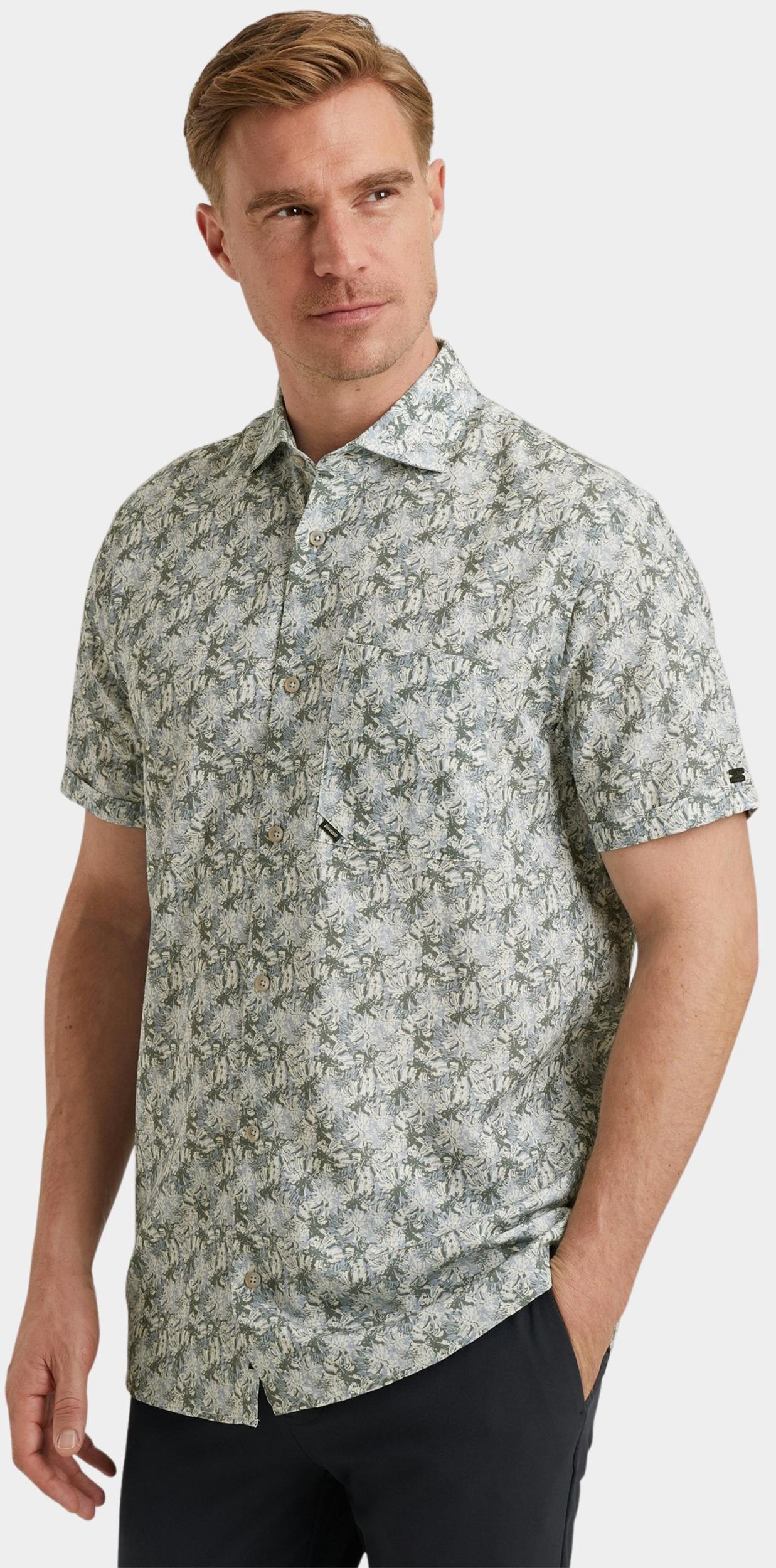 Vanguard Casual hemd korte mouw Blauw Short Sleeve Shirt Printed Te VSIS2503232/7004