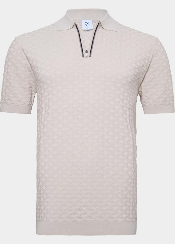 R2 Amsterdam Polo korte mouw Beige Zipper Polo Short Sleeve Cott 132.POLO.018/045