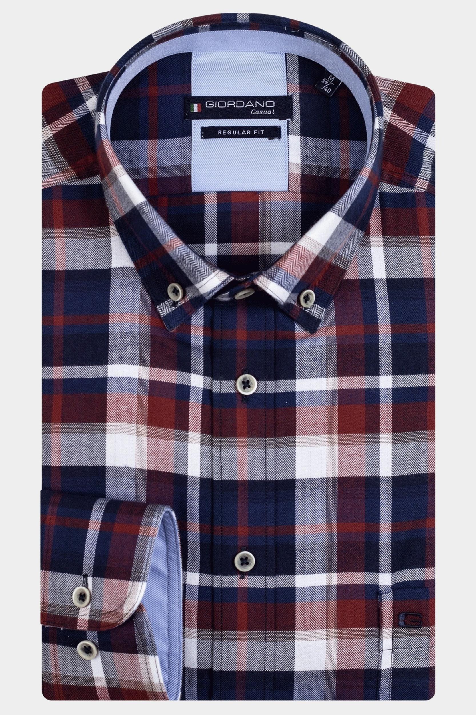 Giordano Casual hemd lange mouw Rood Ivy, LS Button Down 327304/30