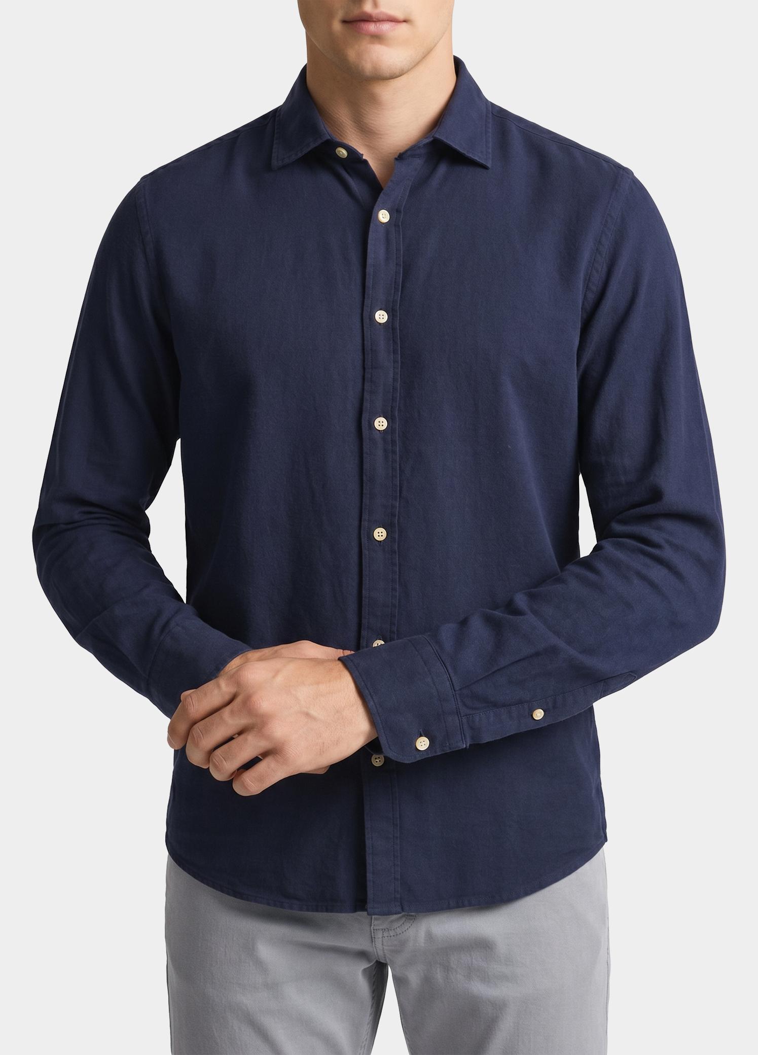 Blue Coast Overhemd heren Blauw 100% linnen, regular fit 118L/0060 Navy