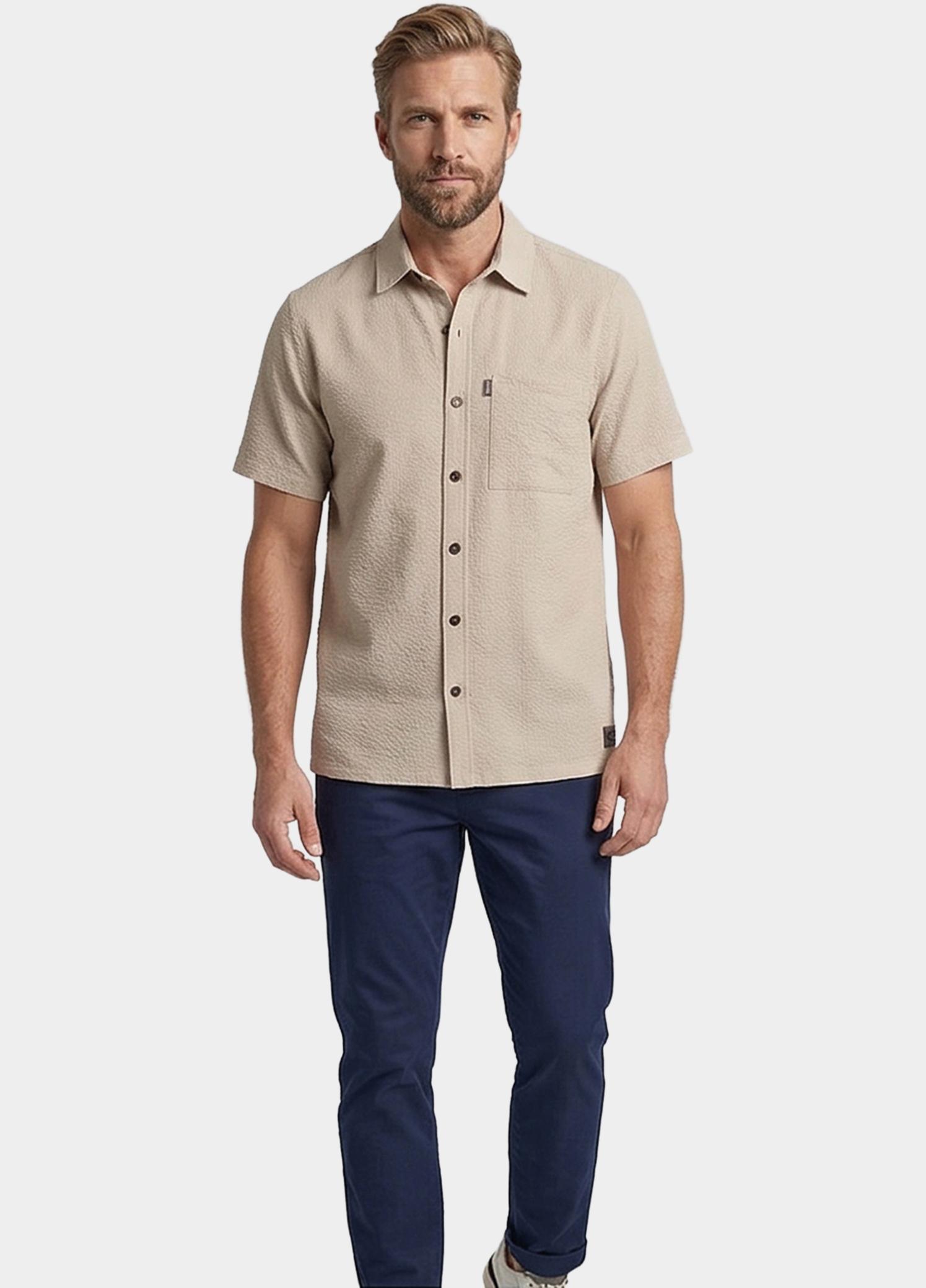 Giordano overhemd korte mouw heren Wit Puglia Short Sleeve Shirt Tec 616005/81