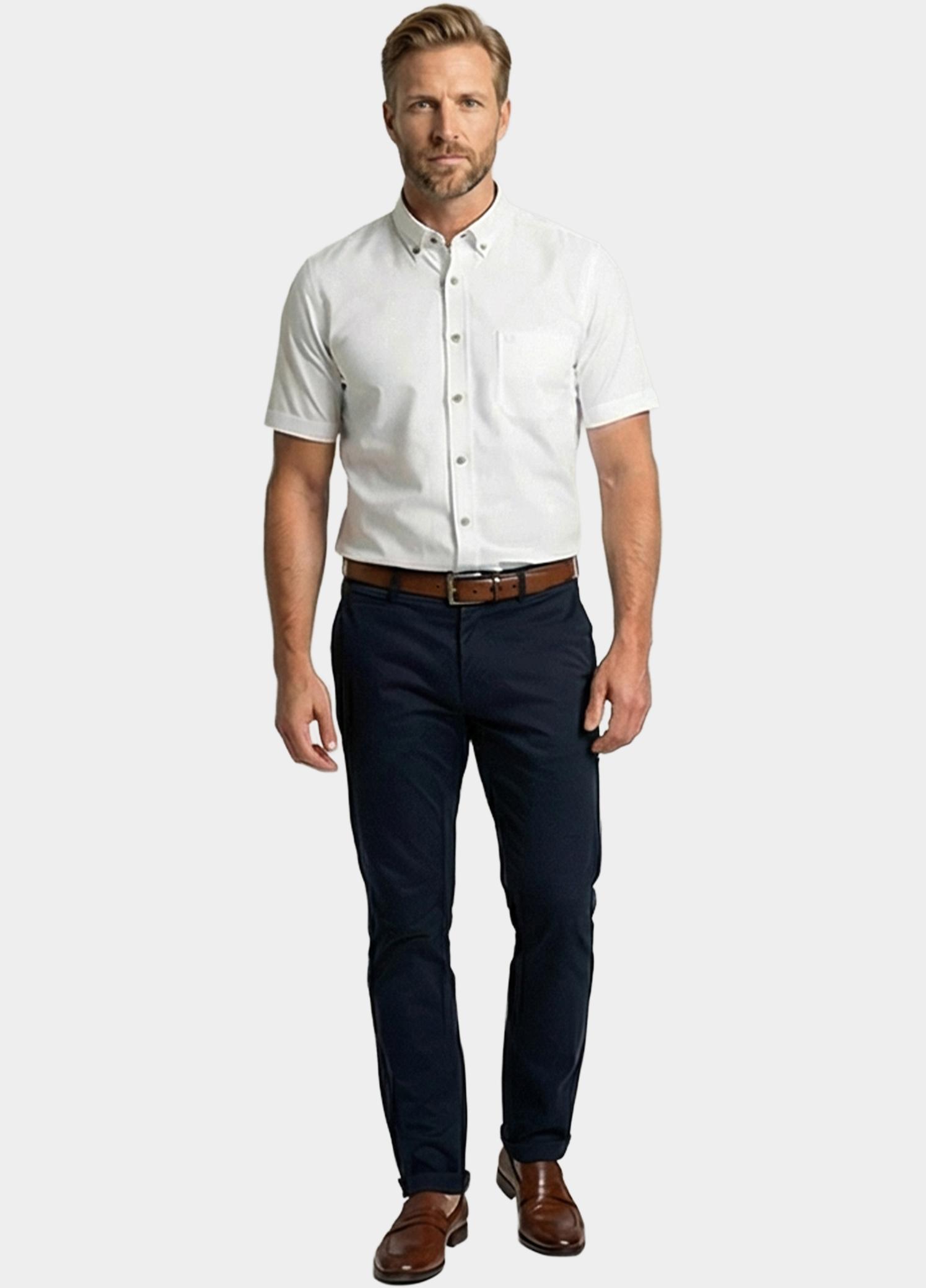 Giordano overhemd korte mouw heren Wit Alfa Short Sleeve Button Down 616078/10