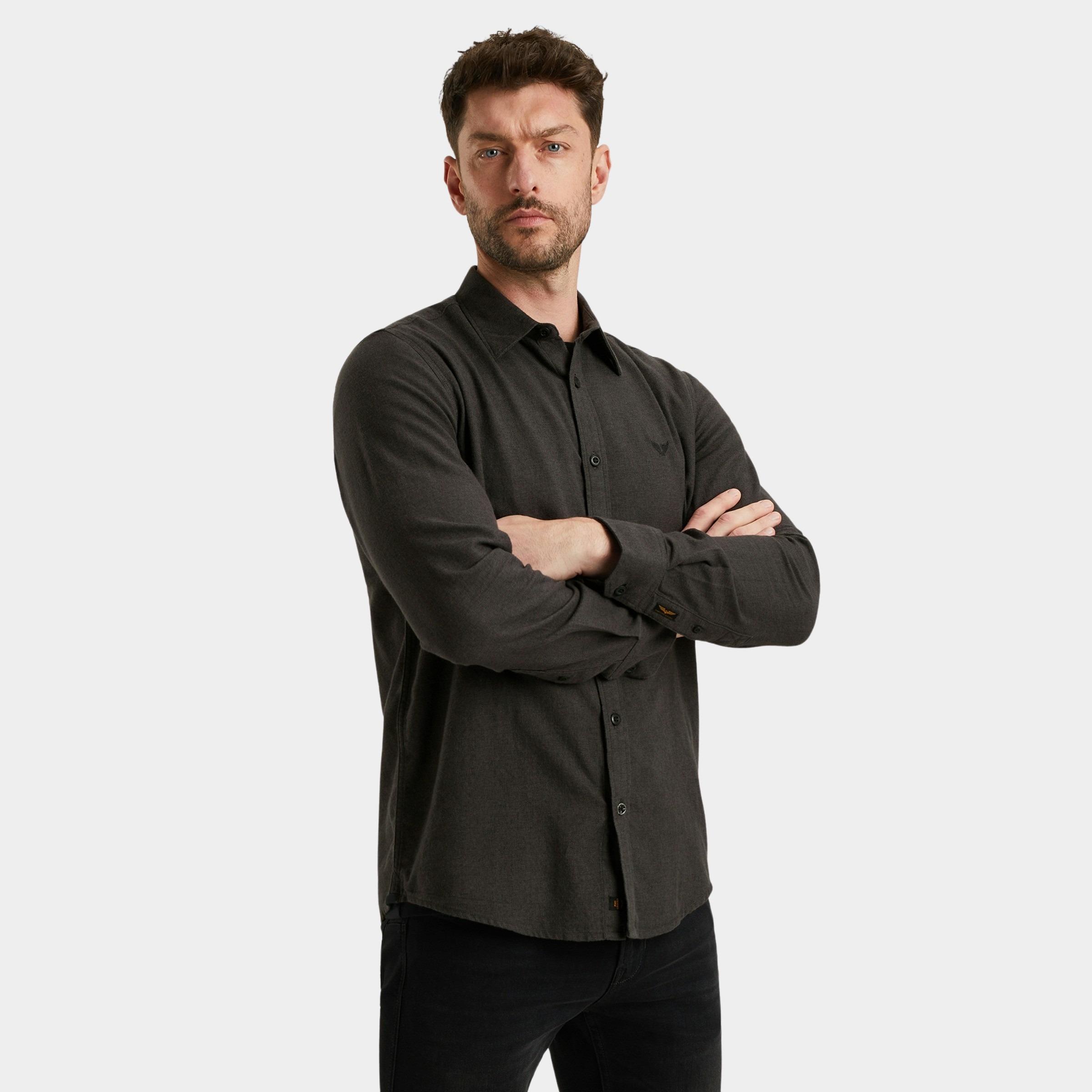 PME Legend Casual hemd lange mouw Zwart LONG SLEEVE SHIRT YarnDyed Gr PSI2510202/9067