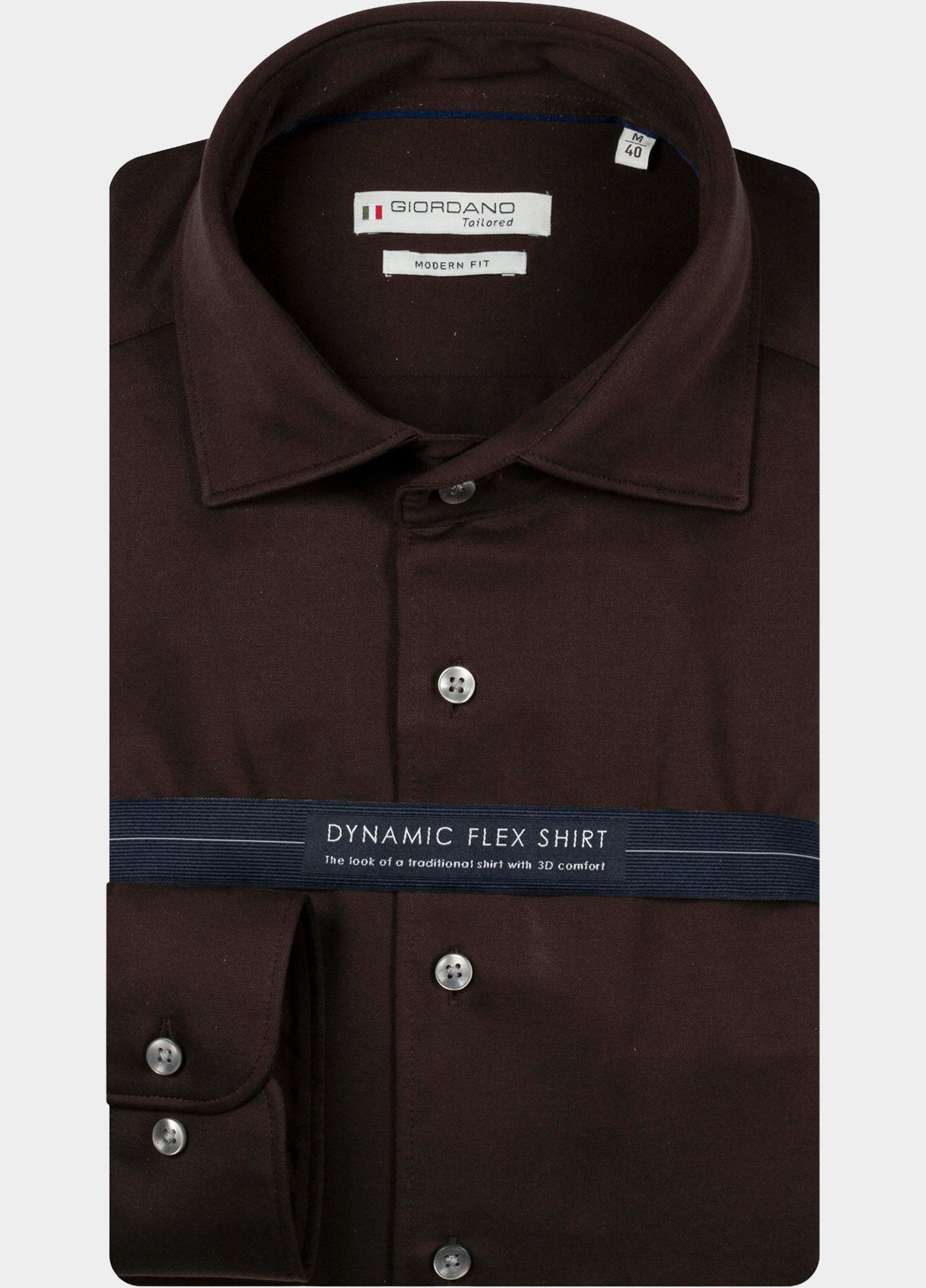 Giordano Overhemd heren Bruin Bormio Knitted Dynamic Flex 627810/82