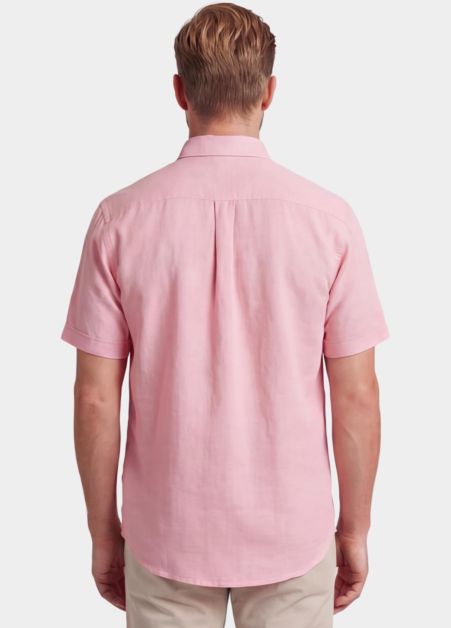 Giordano overhemd korte mouw heren Roze League Short Sleeve Button Do 616009/50