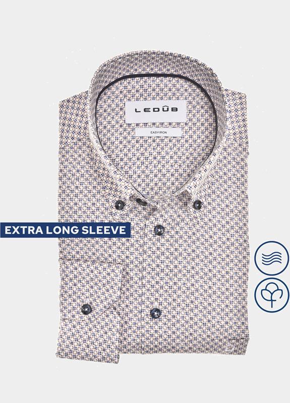 Ledub Overhemd extra lange mouw Bruin  0702017/620-196-000