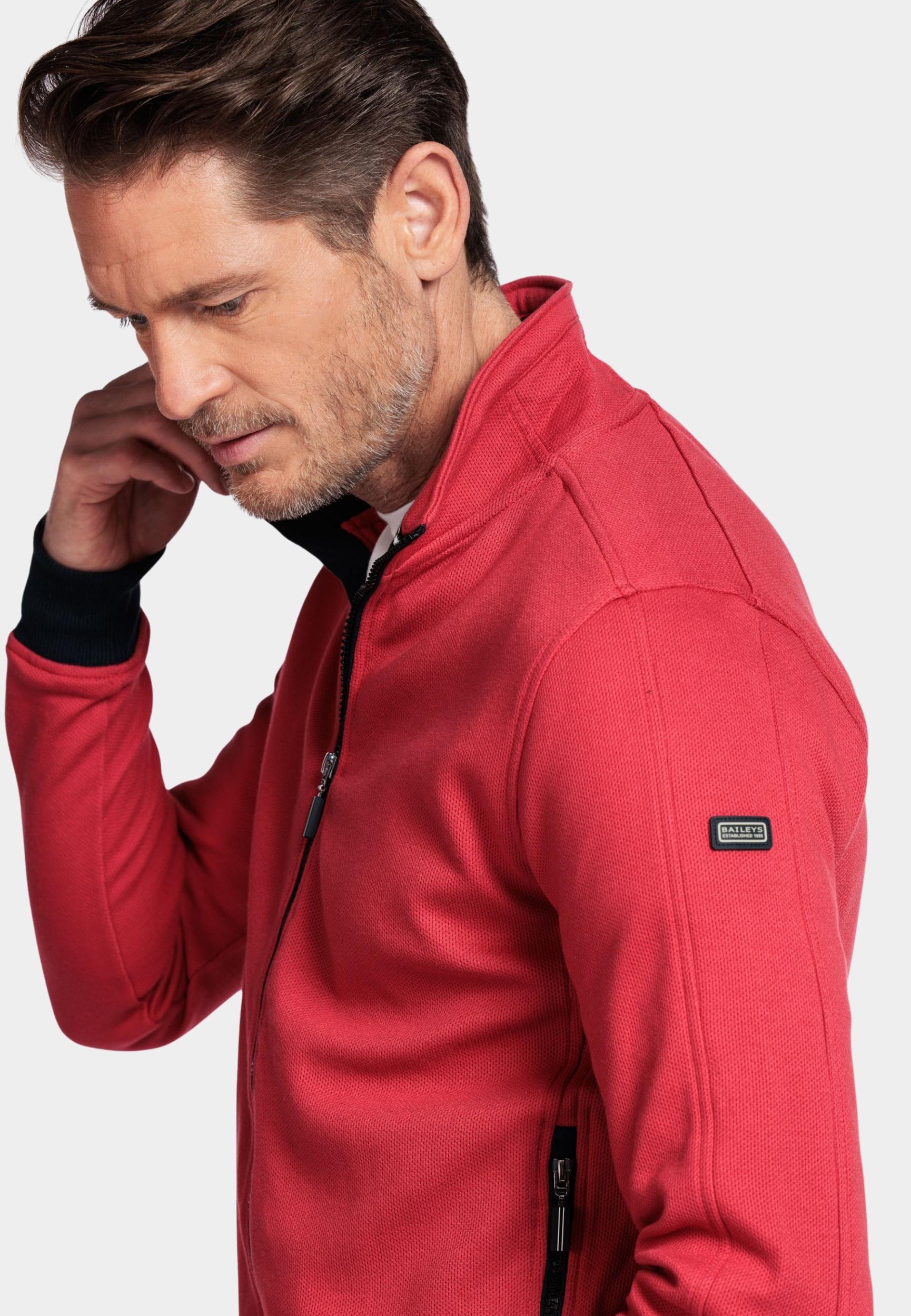 Baileys Vest Rood Sweat Cardigan Zip  2-tone ox 512258/33