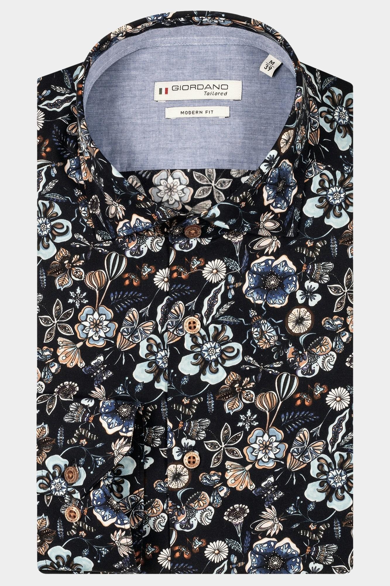 Giordano Casual hemd lange mouw Blauw Maggiore long sleeve semi cut 517858/60