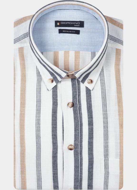 Giordano overhemd korte mouw heren Blauw League Short Sleeve Button Do 616109/60