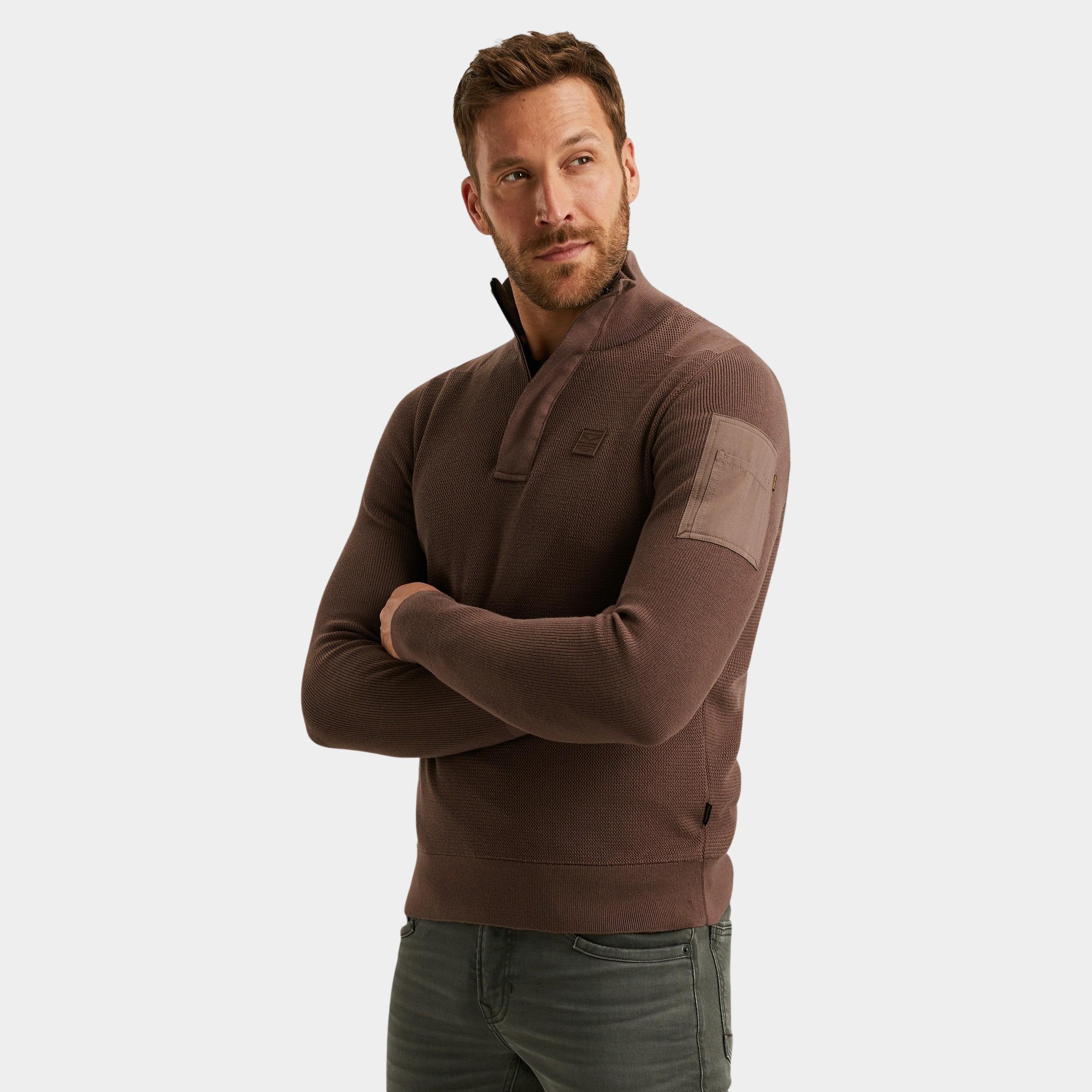 PME Legend Half Zip Bruin Half zip collar cotton knit PKW2509322/8203