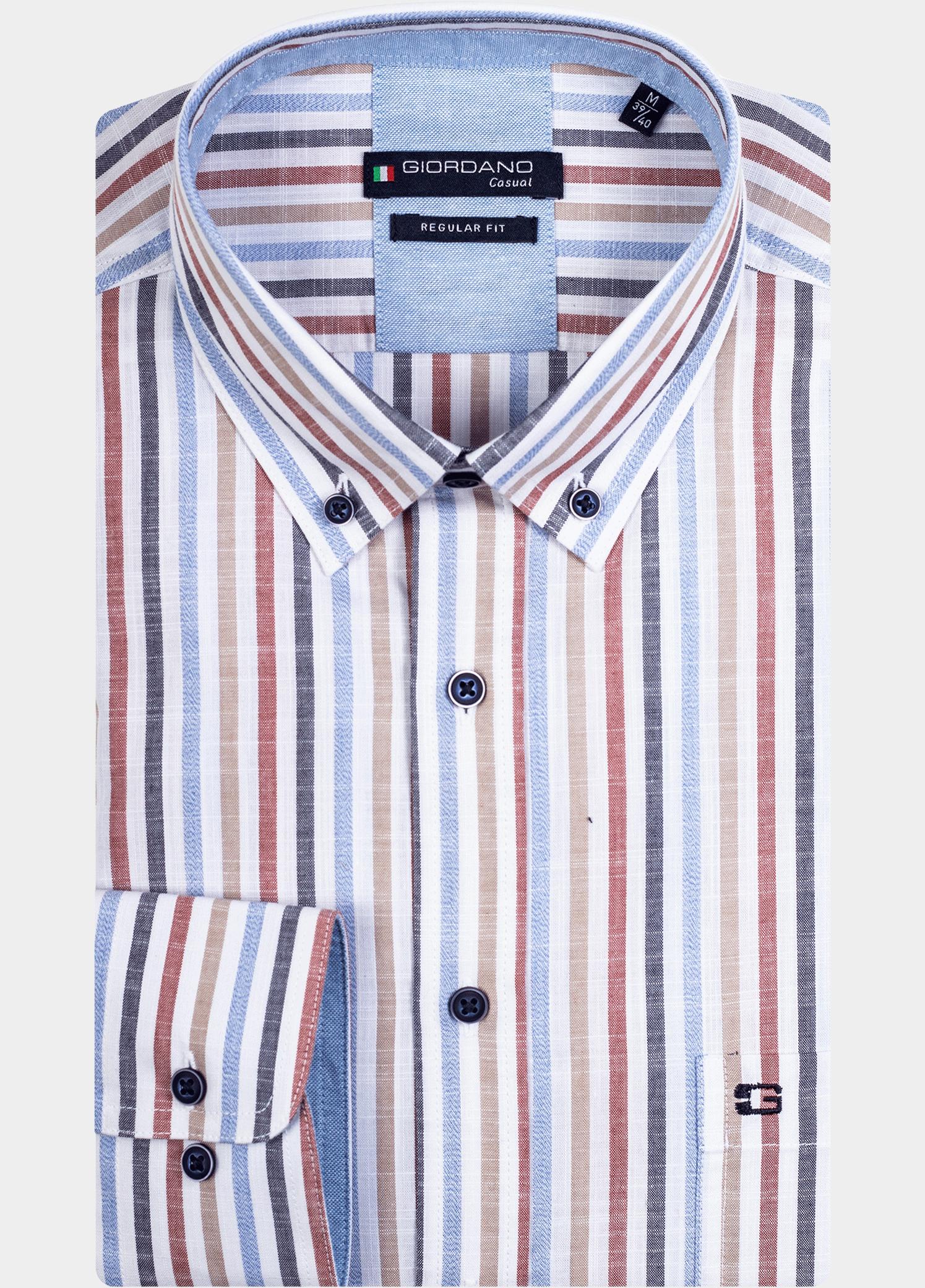 Giordano Overhemd heren Bruin Ivy, LS Button Down Watercolo 417103/80