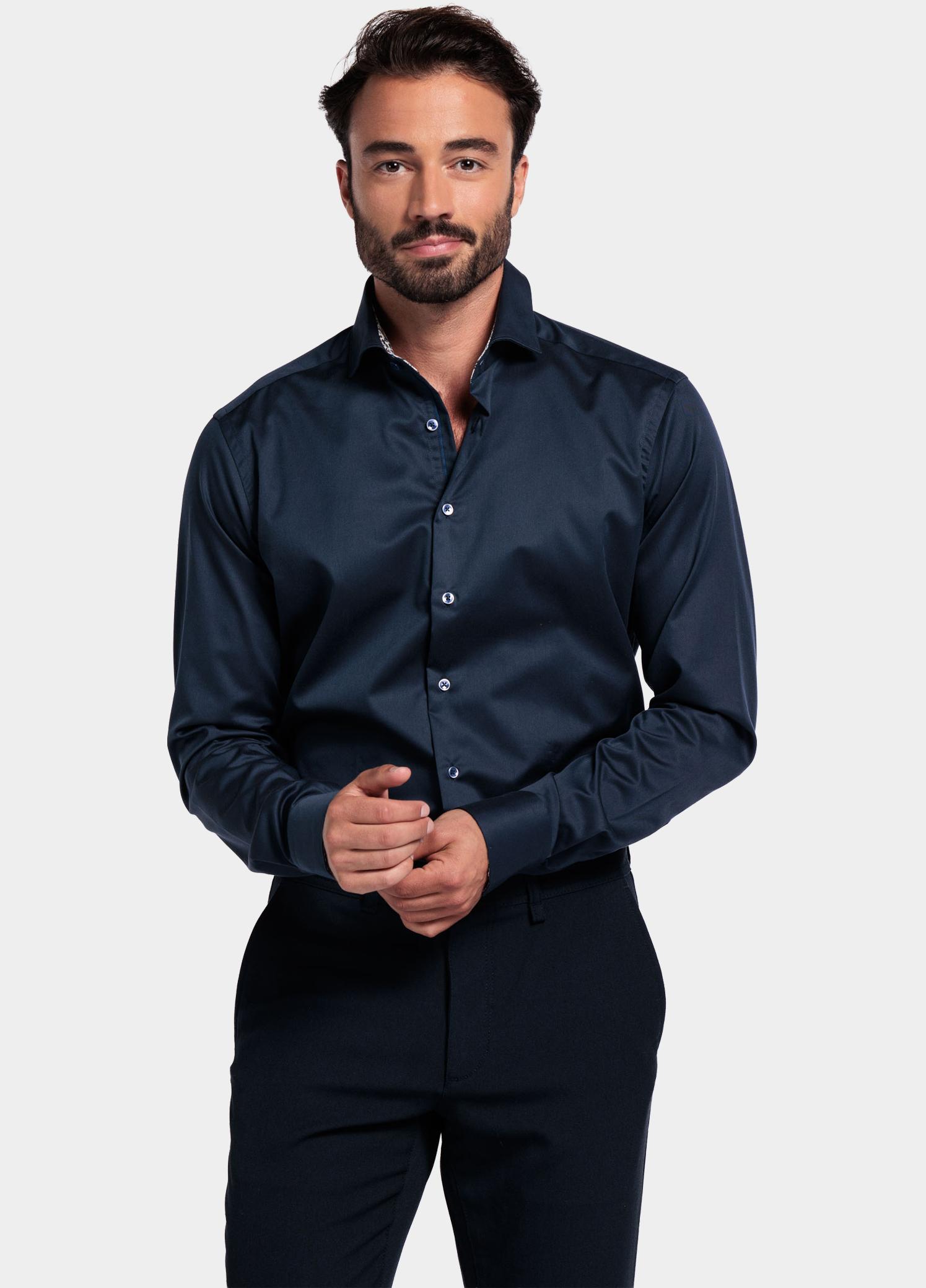 Giordano Overhemd heren Blauw Locarno long sleeve semi cuta 527877/60