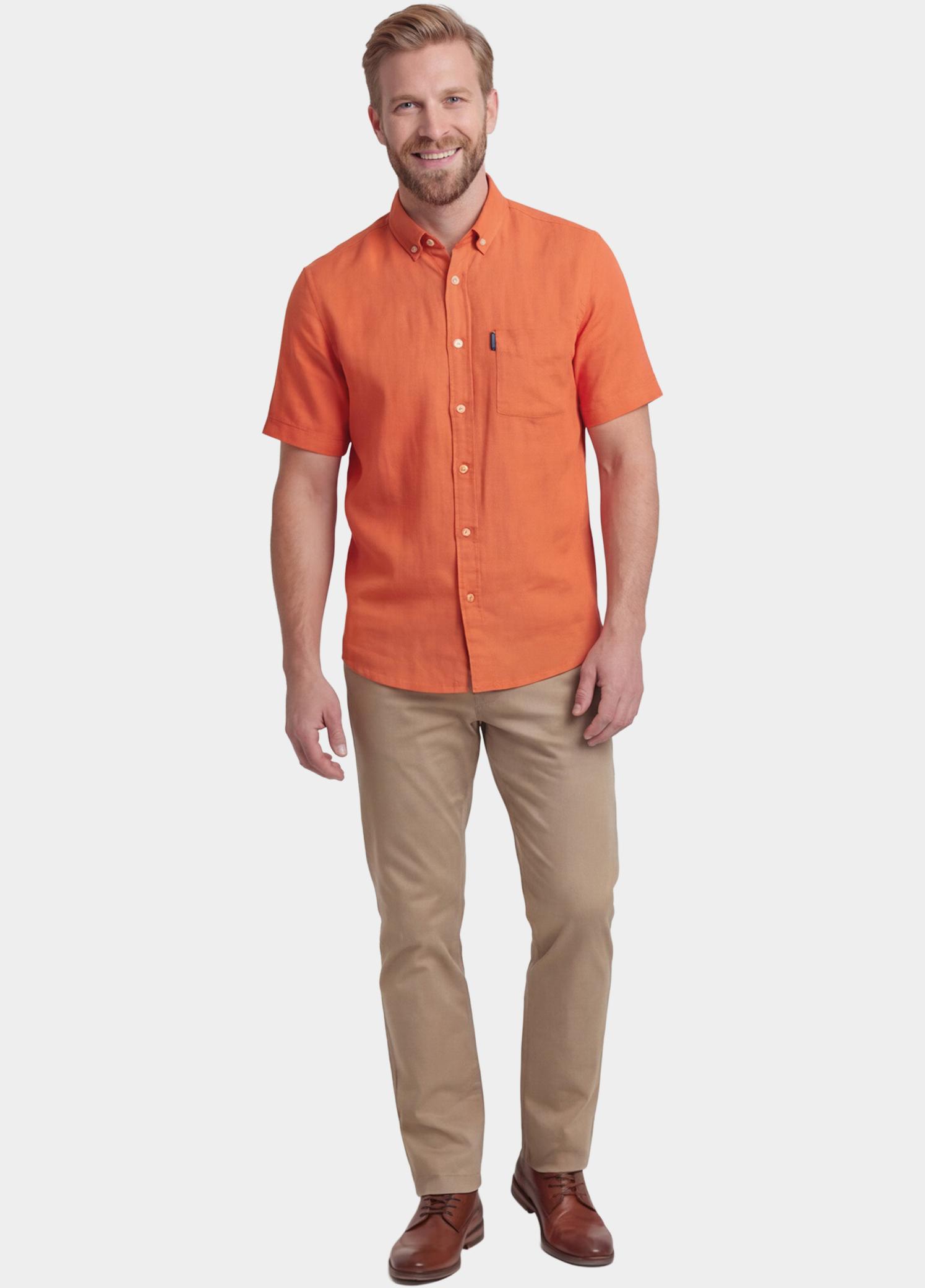 Giordano overhemd korte mouw heren Rood League Short Sleeve Button Do 616009/32