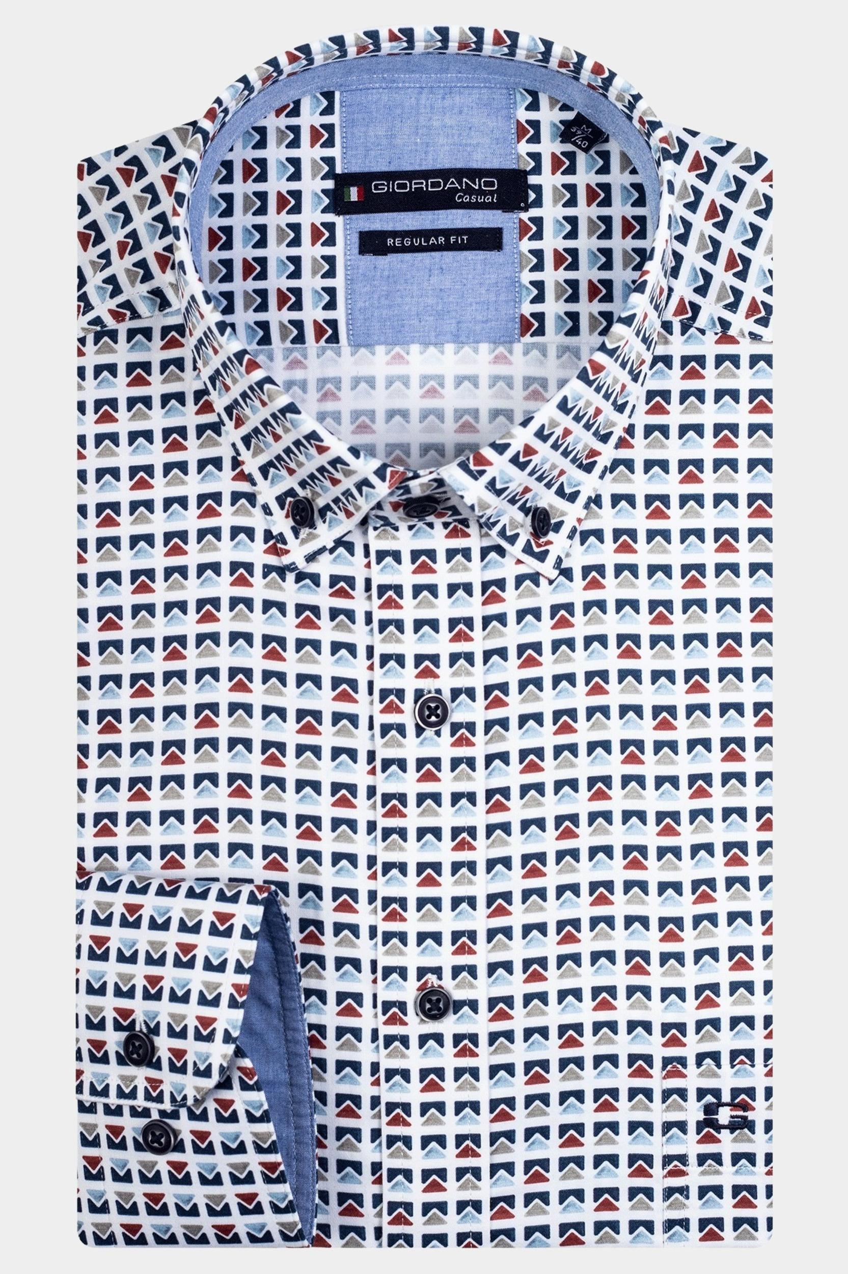 Giordano Casual hemd lange mouw Bruin Ivy Triangle Print 417012/80