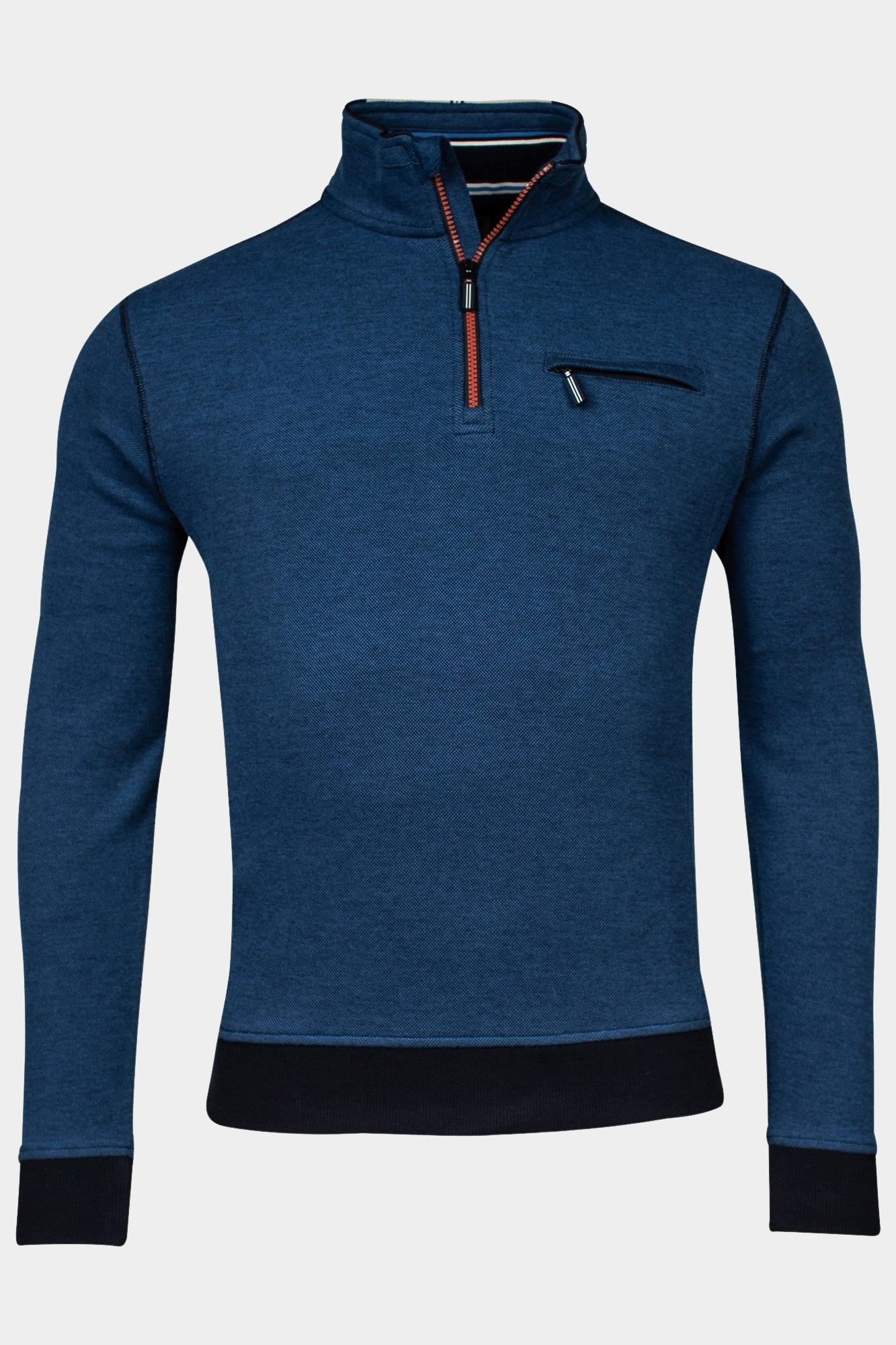 Baileys Half Zip Blauw Sweatshirt 1/2 zip  2-tone Ox 413130/60