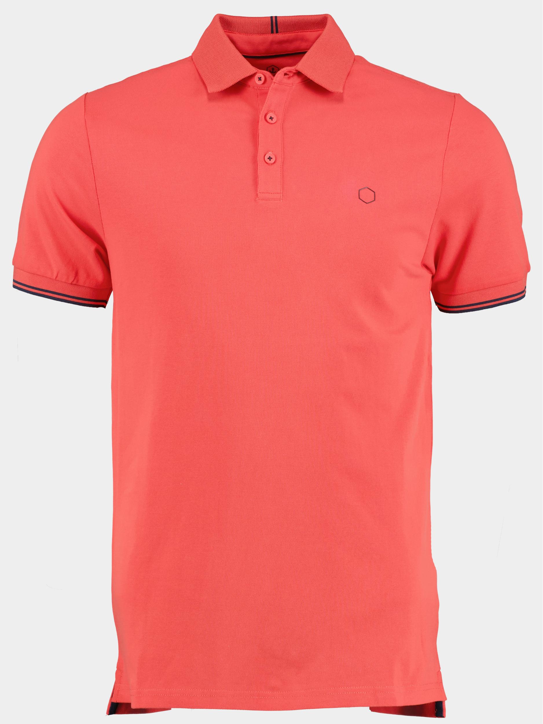 Marco Manzini Polo korte mouw Rood Harold Polo Fine Pique Contra 22108HA05/655 grapefruit