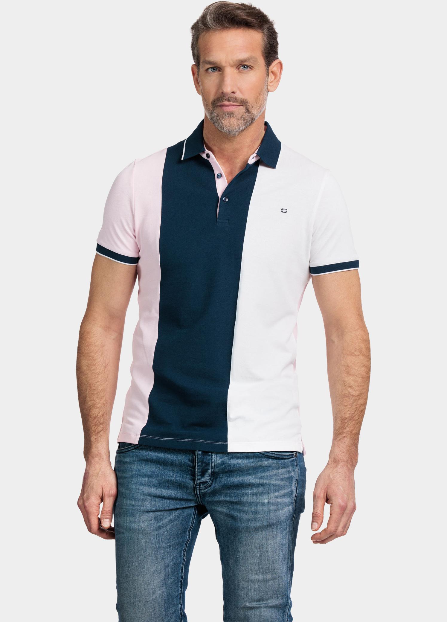 Giordano Polo heren Roze Colourblock Polo SS Pique Sol 416590/50