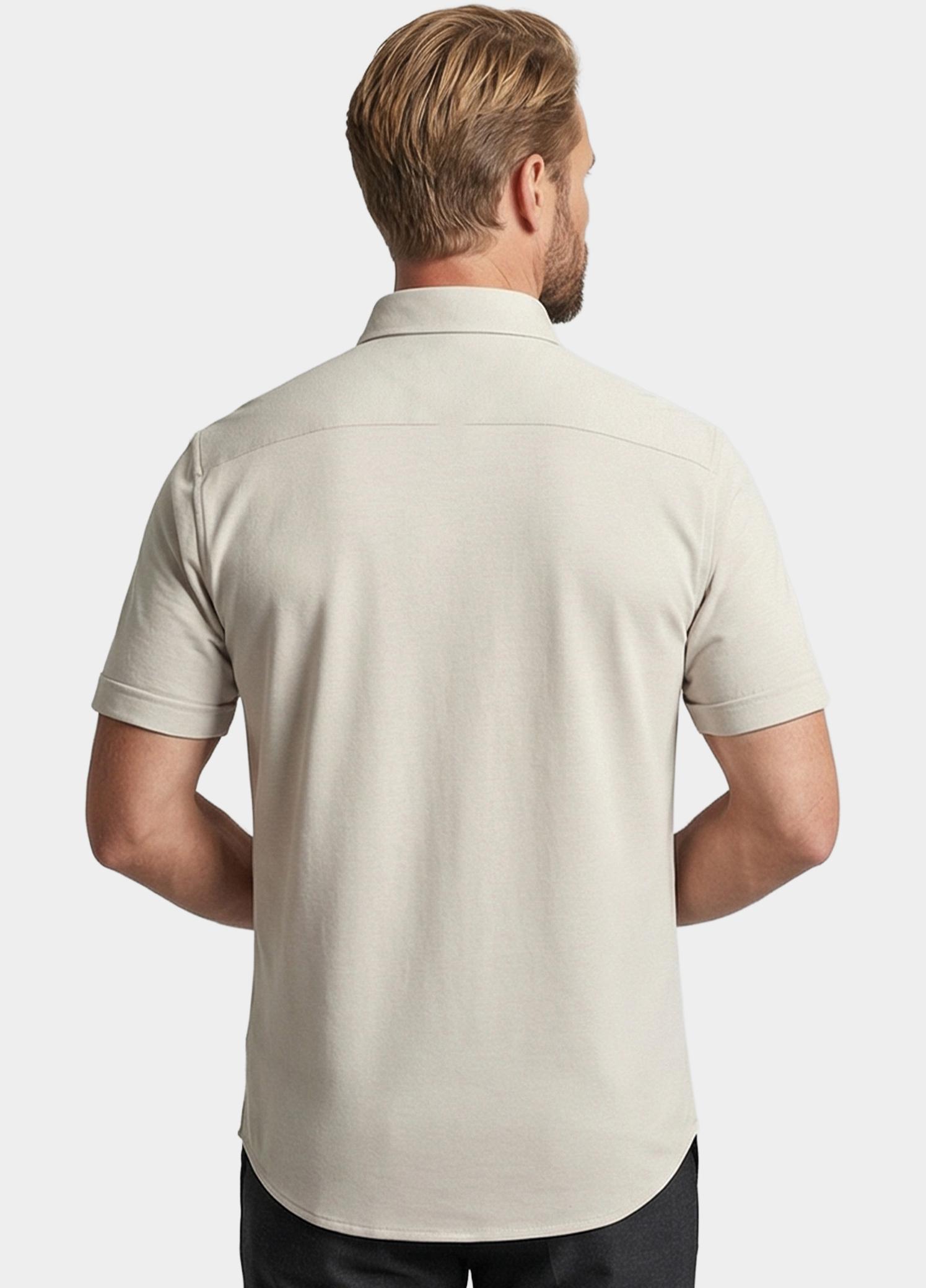 Giordano overhemd korte mouw heren Beige Alfa Short Sleeve Button Down 616078/82