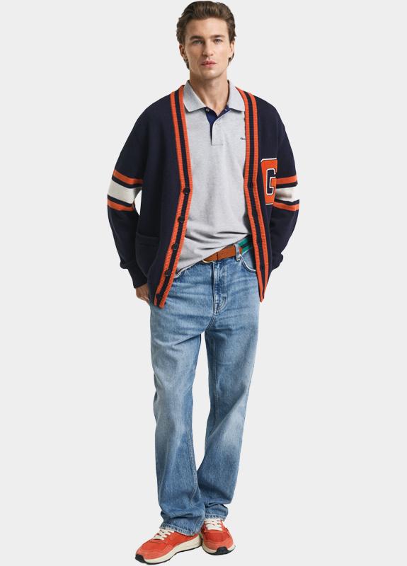 Gant Polo heren Grijs Piqué poloshirt met contrast 2062026/093