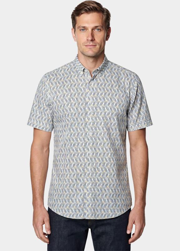 R.B. Boston overhemd korte mouw heren Blauw Marshall SS Button Down 616670/610