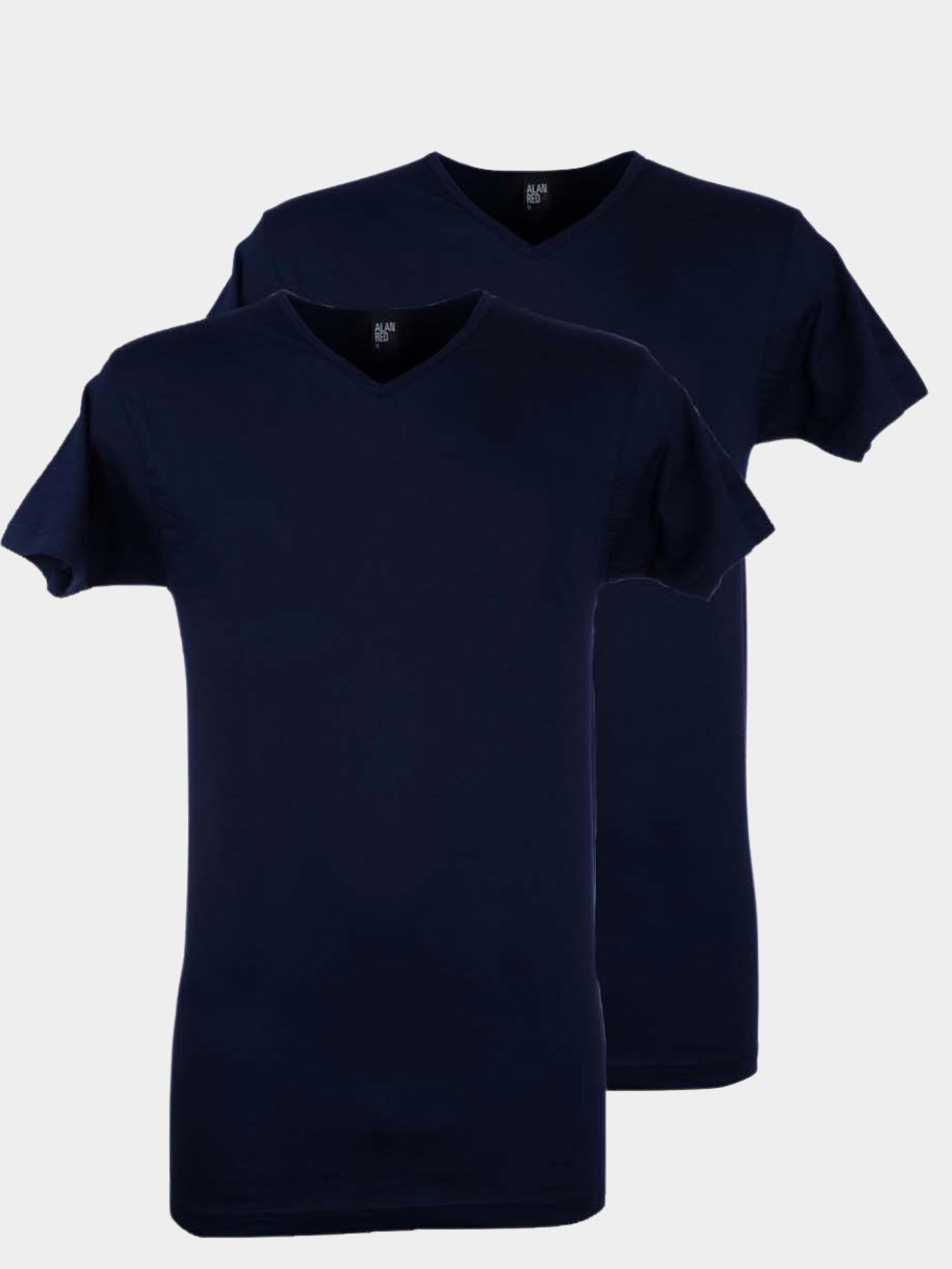 Alan Red T-shirt Blauw Vermont navy v-hals 2-pack 6671.2/06