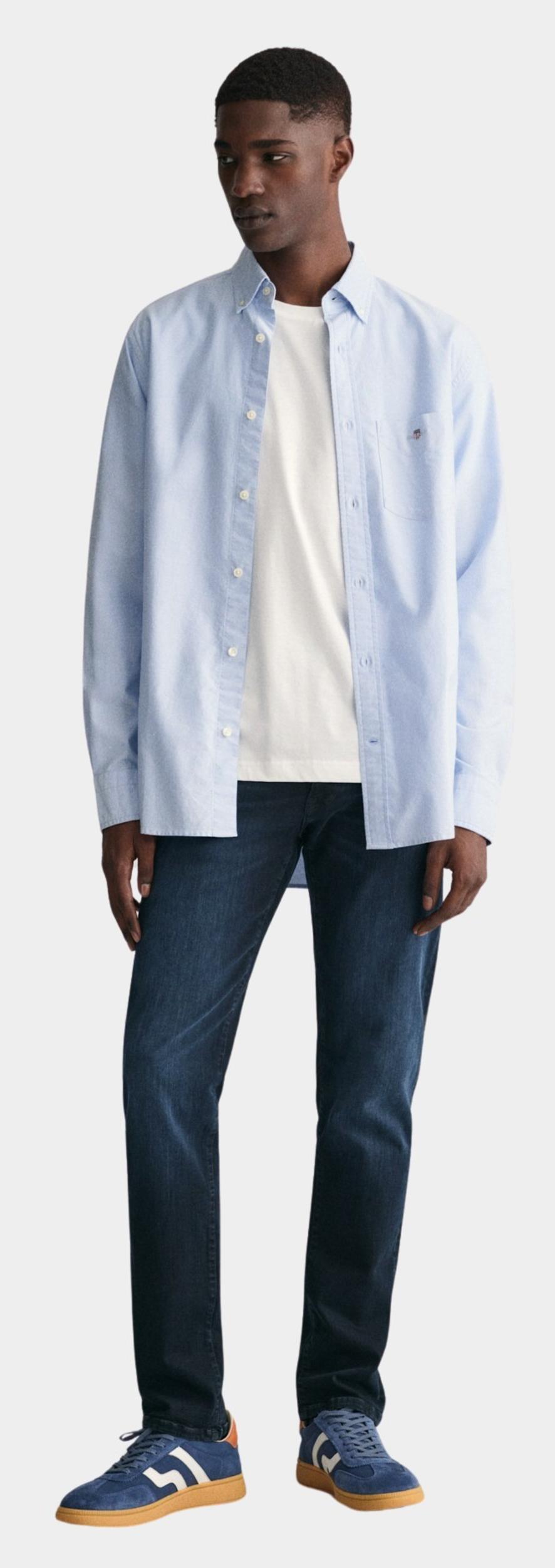 Gant Casual hemd lange mouw Blauw Regular Fit Oxford 3000200/455