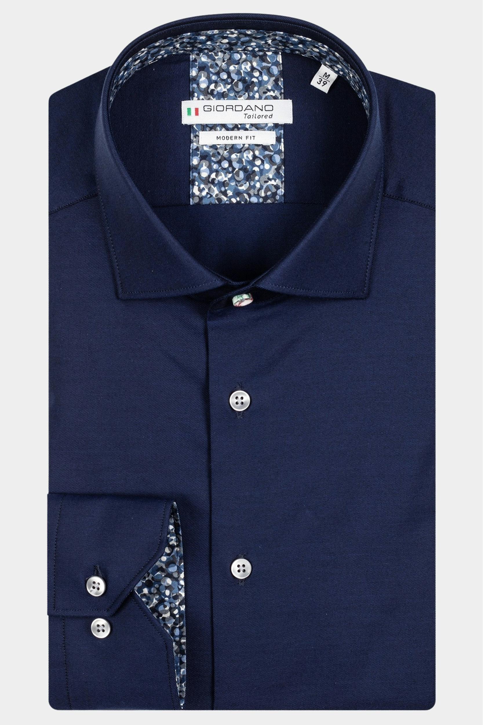 Giordano Casual hemd lange mouw Blauw Maggiore 227861/60