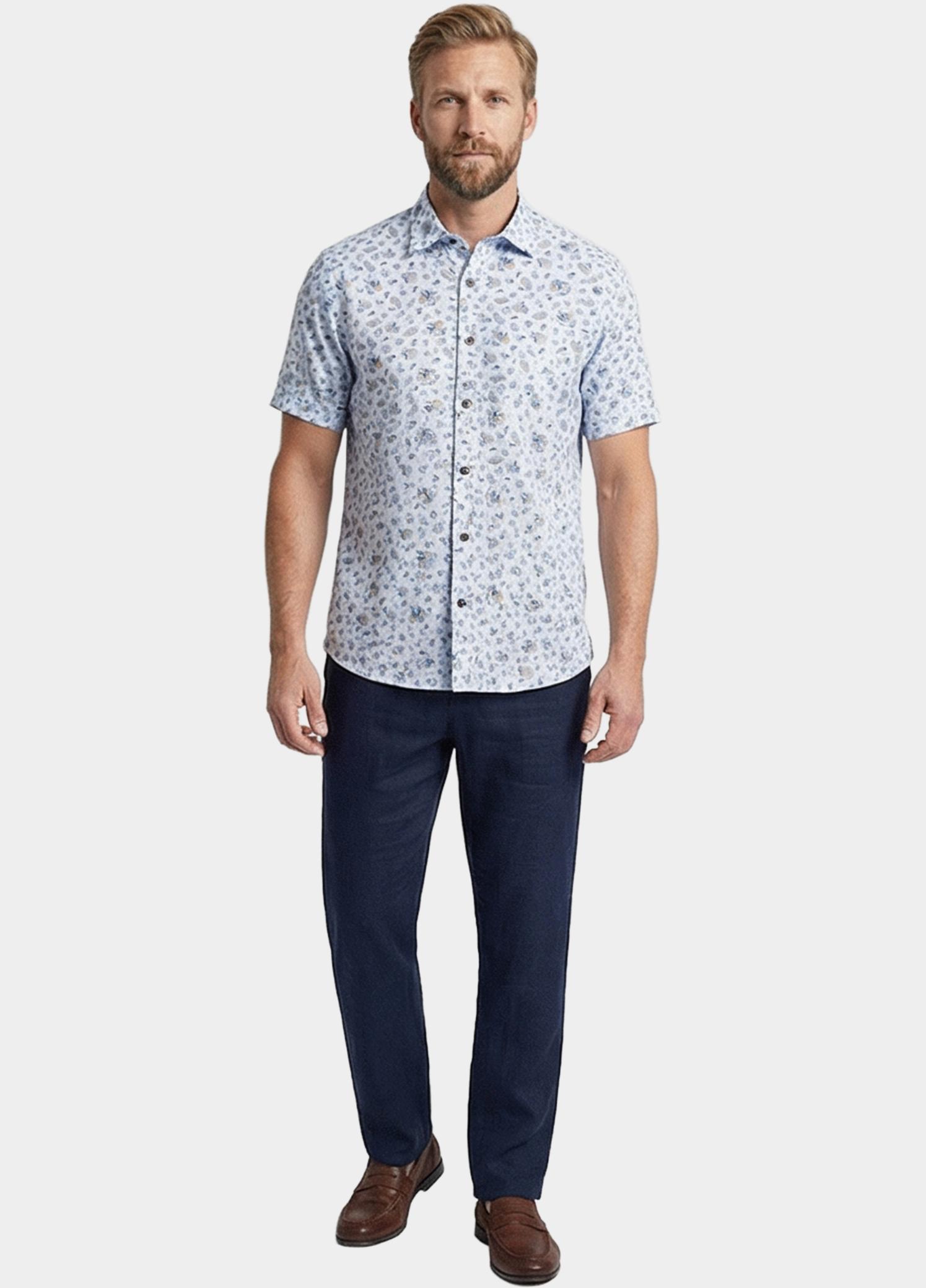 Giordano overhemd korte mouw heren Blauw Trento Short Sleeve Button Un 616050/61