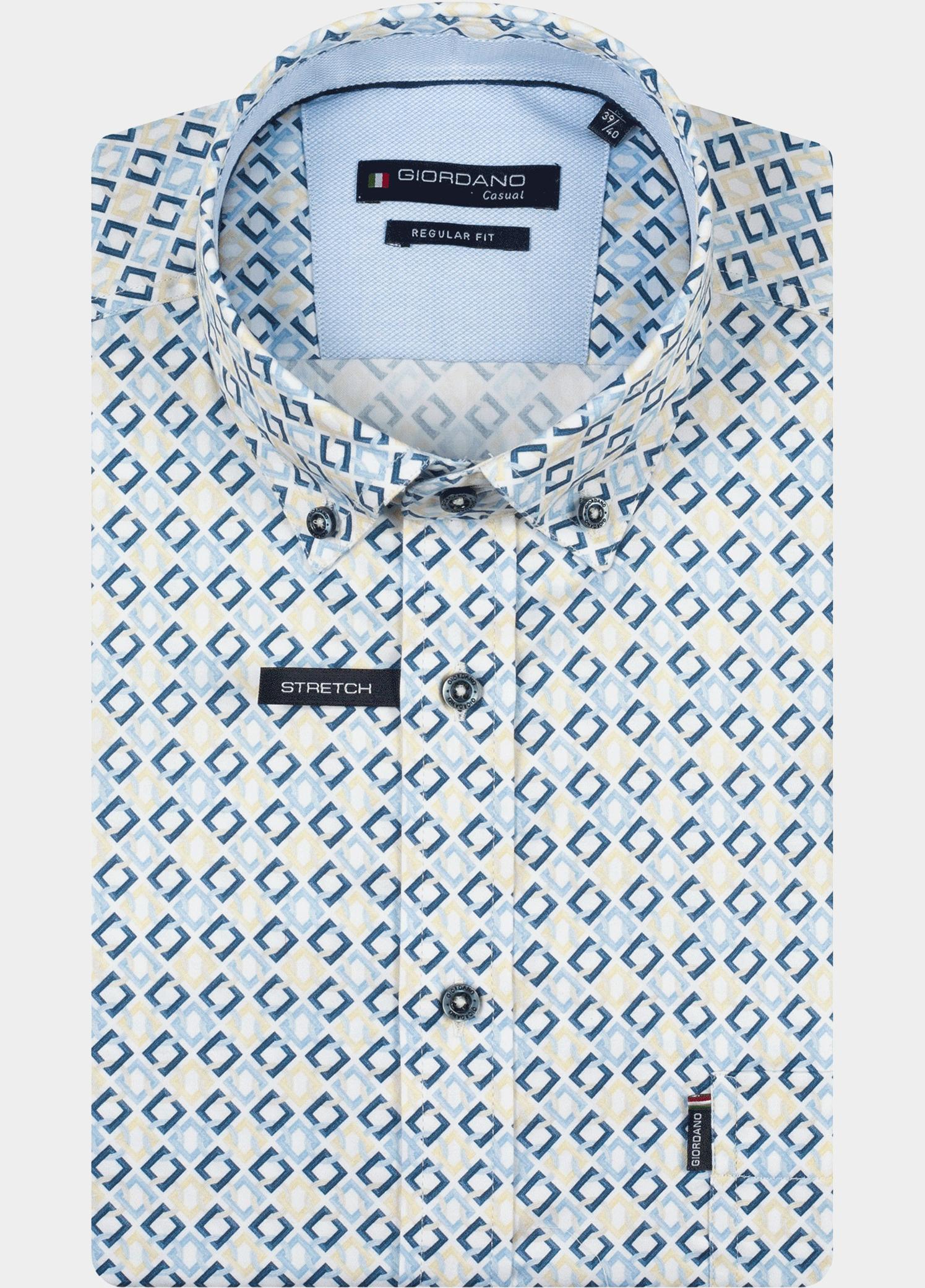 Giordano overhemd korte mouw heren Geel League Short Sleeve Button Do 616024/20