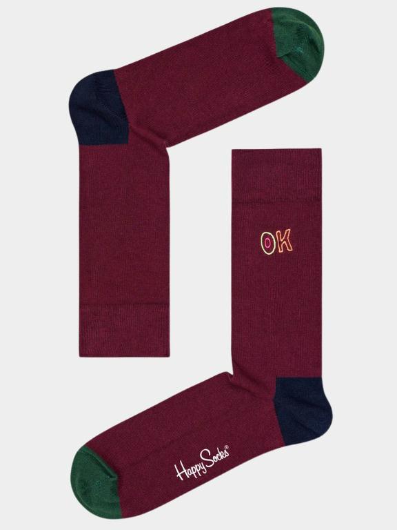 Happy Socks Sokken Blauw Embroidery Ok sokken BEOK01/4500