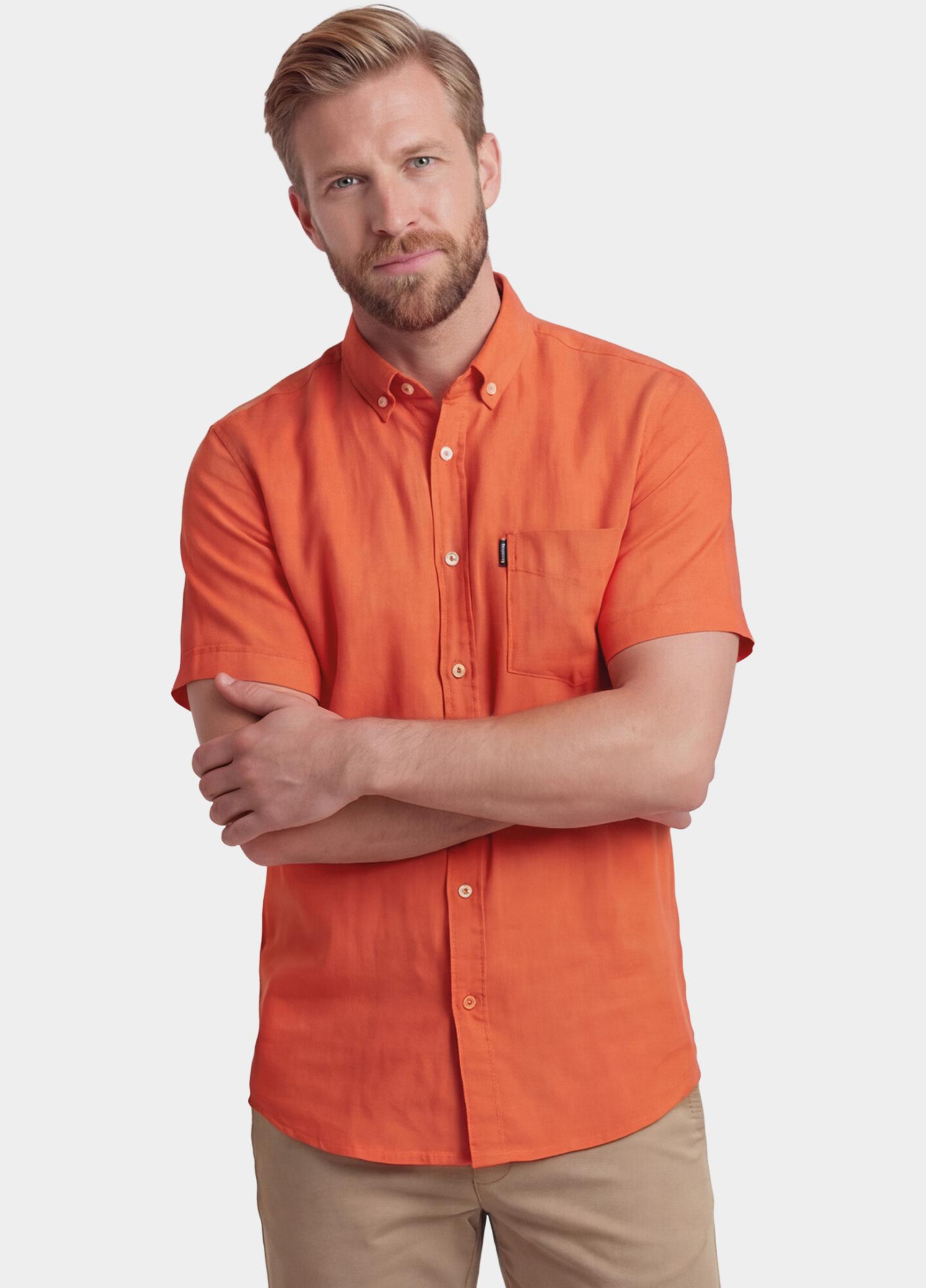 Giordano overhemd korte mouw heren Rood League Short Sleeve Button Do 616009/32