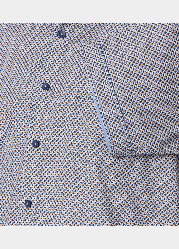 Redmond overhemd korte mouw heren Oranje Slub Print Casual 251445990/210