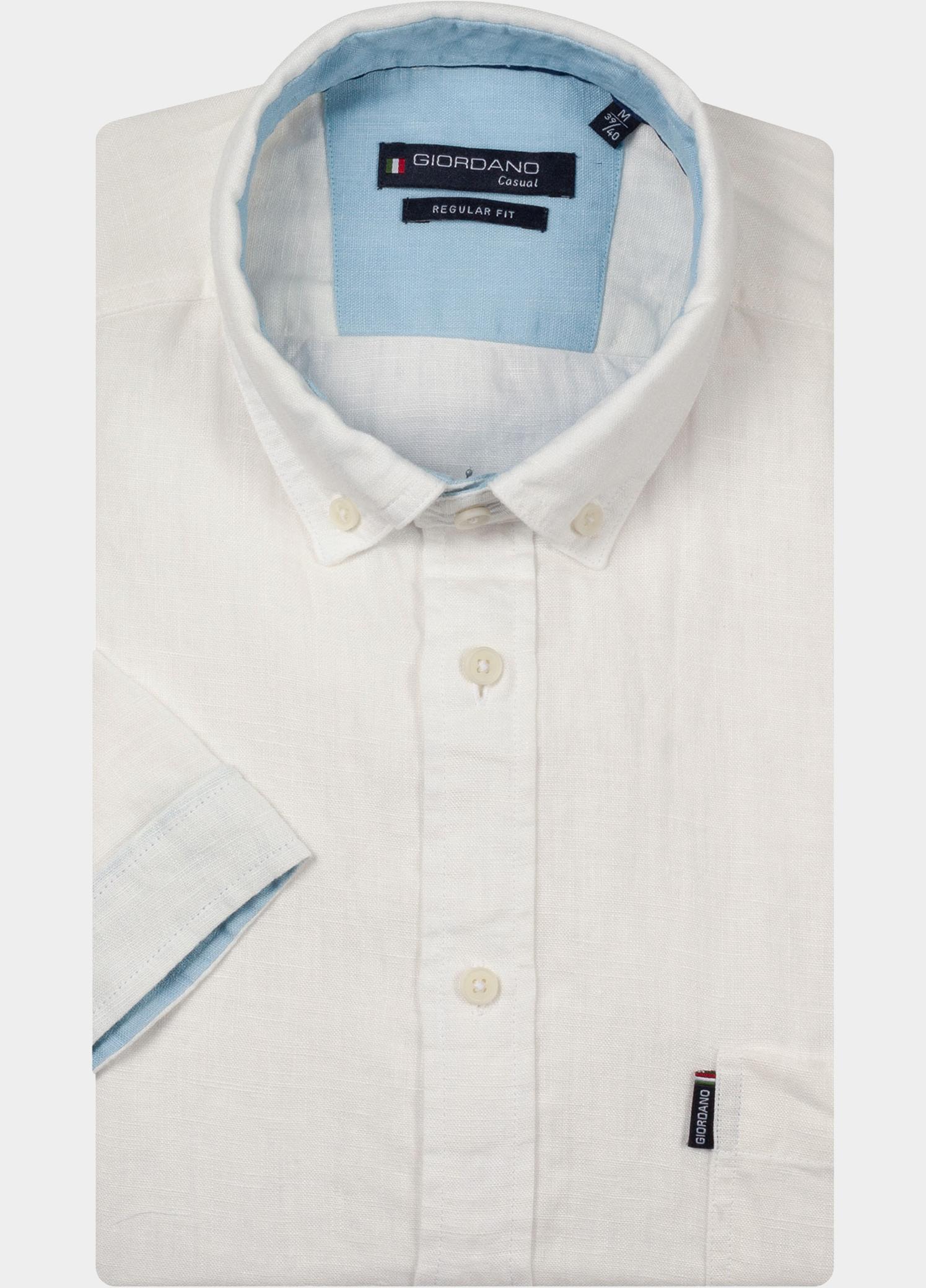 Giordano overhemd korte mouw heren Wit League Short Sleeve Button Do 616009/10