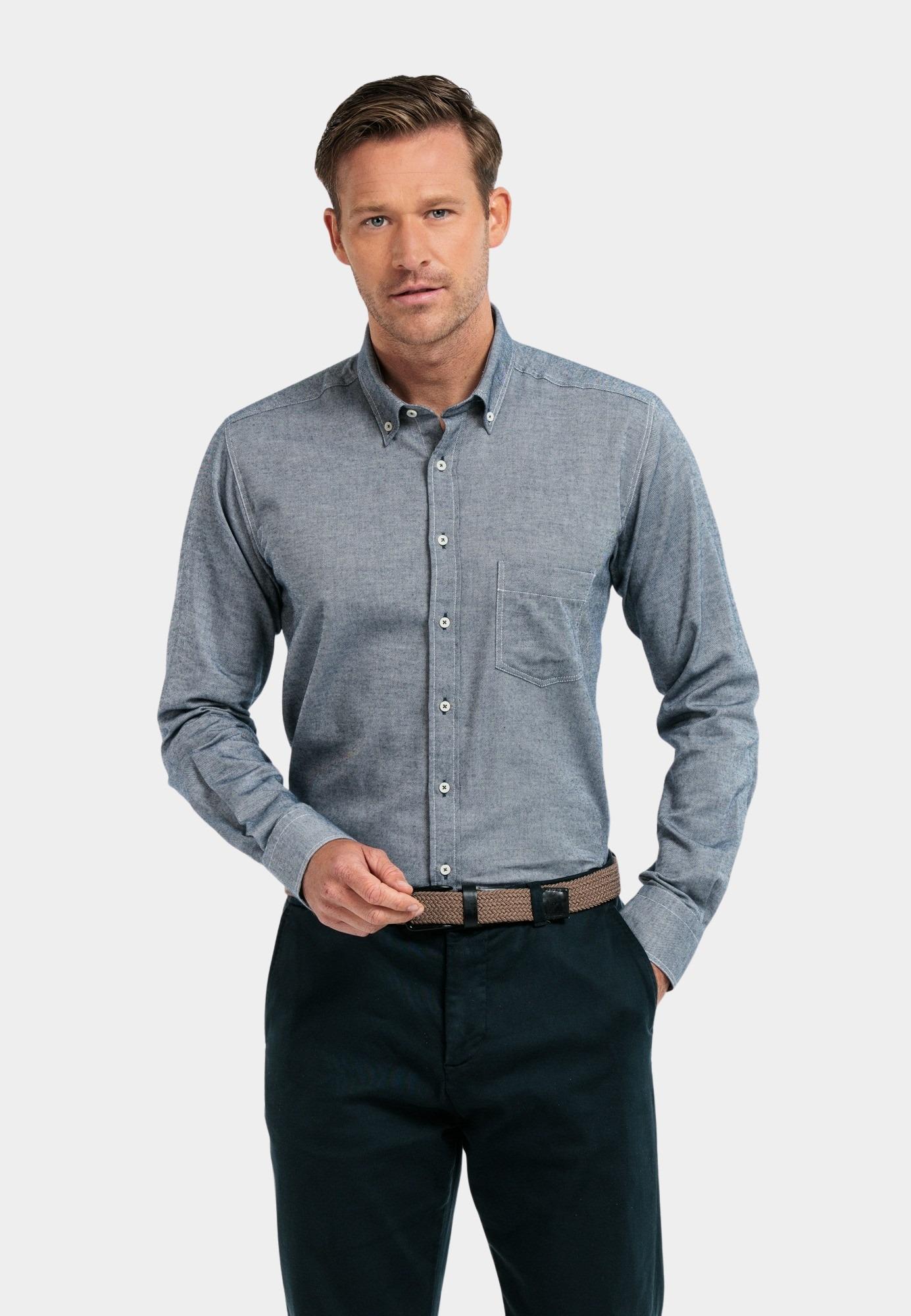 Giordano Casual hemd lange mouw Blauw Brando, LS Button Down  Two-T 427004/60