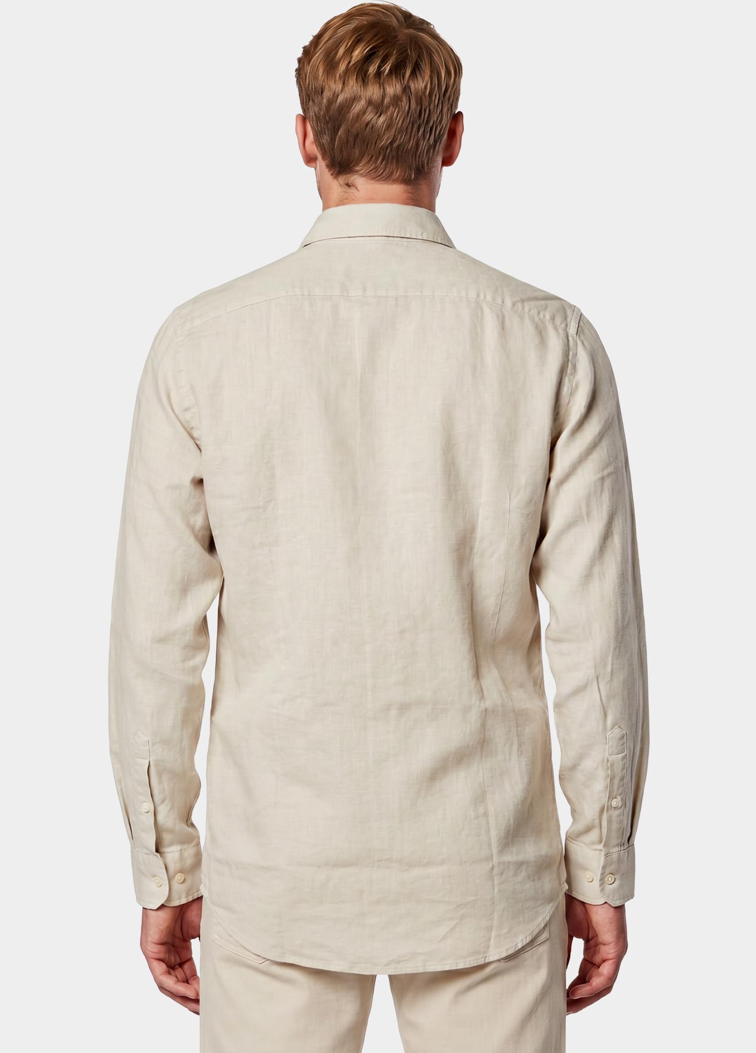 Bos Casual hemd lange mouw Beige Linnen Shirt 5405.426/607