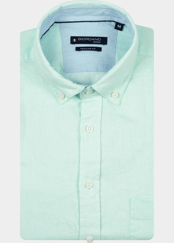 Giordano overhemd korte mouw heren Blauw League Short Sleeve Button Do 616009/65