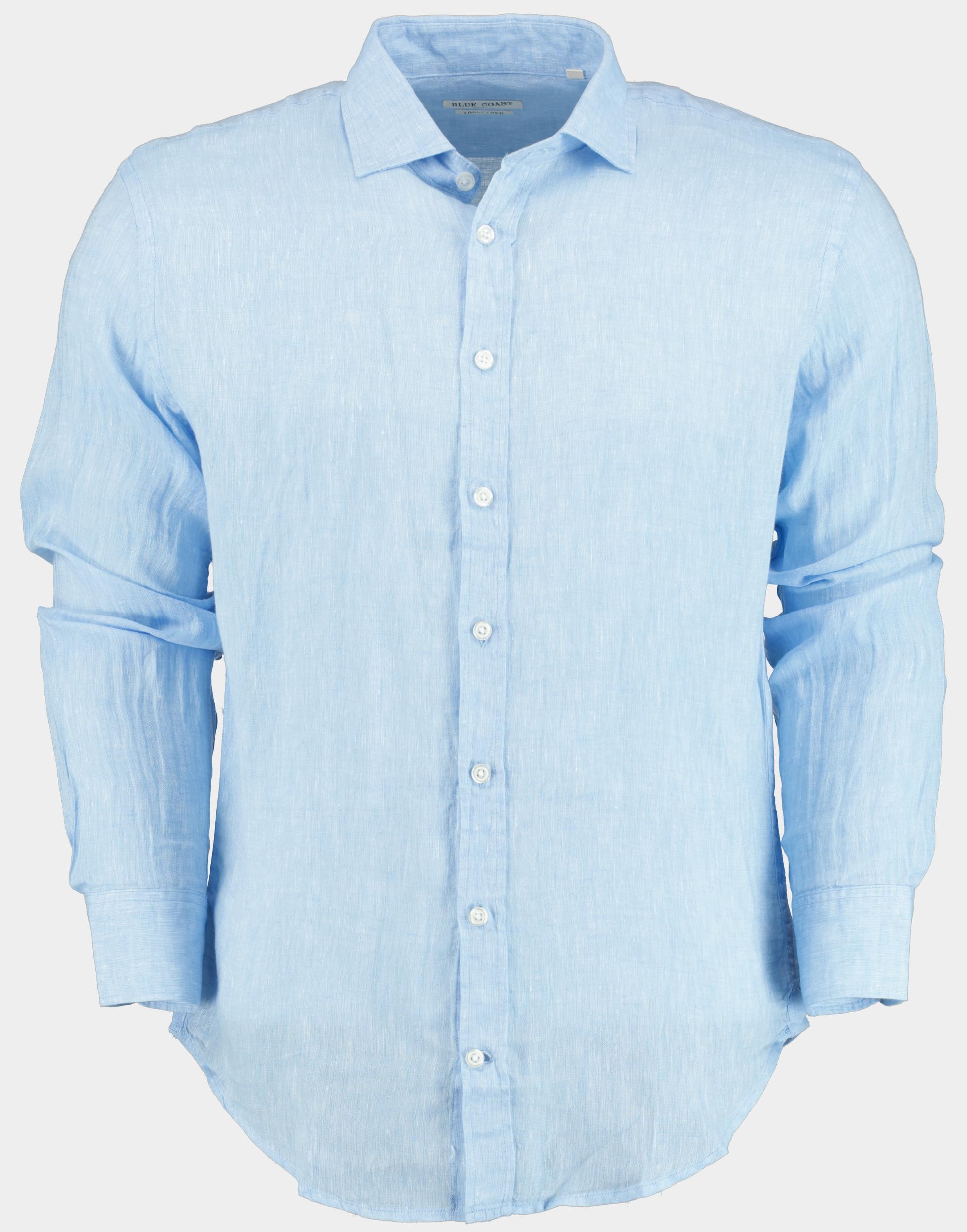 Blue Coast Casual hemd lange mouw Blauw 100% linnen, regular fit 118L/0015 celeste