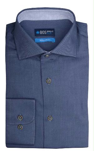 Bos Bright Blue Business hemd lange mouw Blauw Wesley Dressual Shirt 19306WE08BO/240 blue