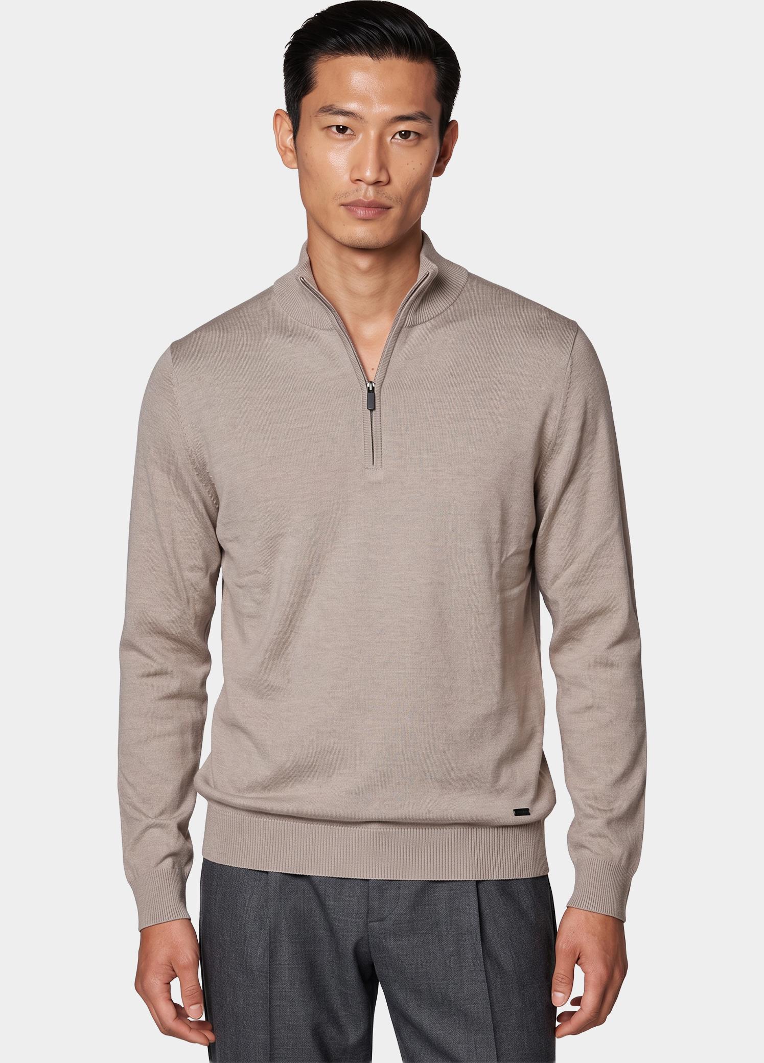 Born With Appetite Half Zip Beige Lux Pull Halfzip Merino BWA00005LU15/2500 Sand
