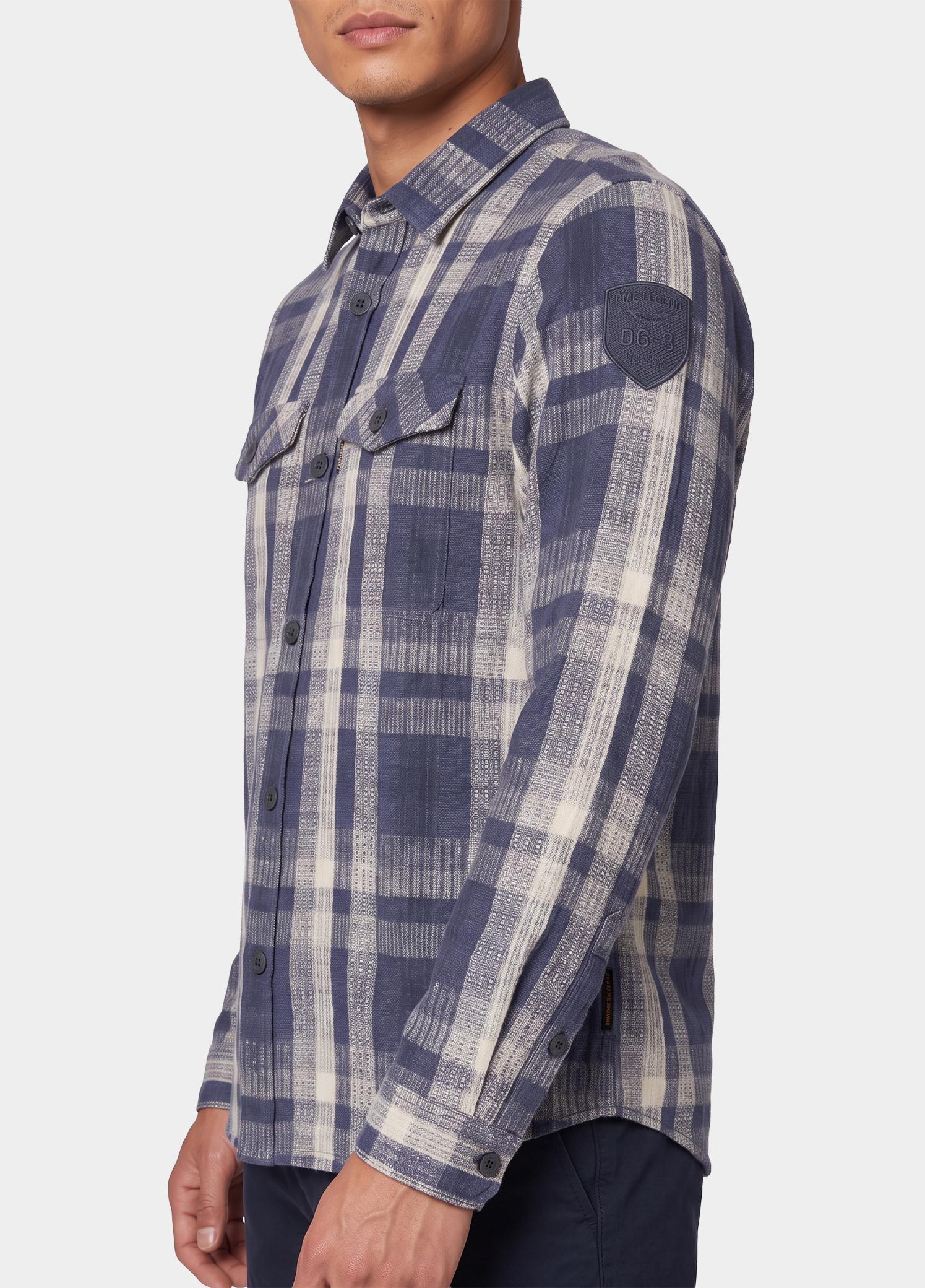PME Legend Overhemd heren Blauw Long sleeve shirt Yarn Dyed C PSI2610212/5281