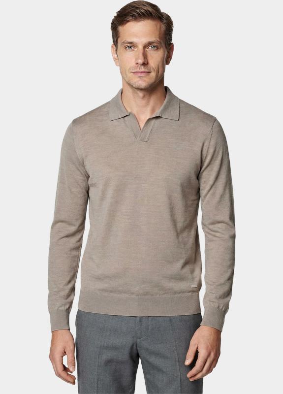 Born With Appetite Polo lange mouwen heren Beige Connor Knit Ls BWA26105CO75/2500