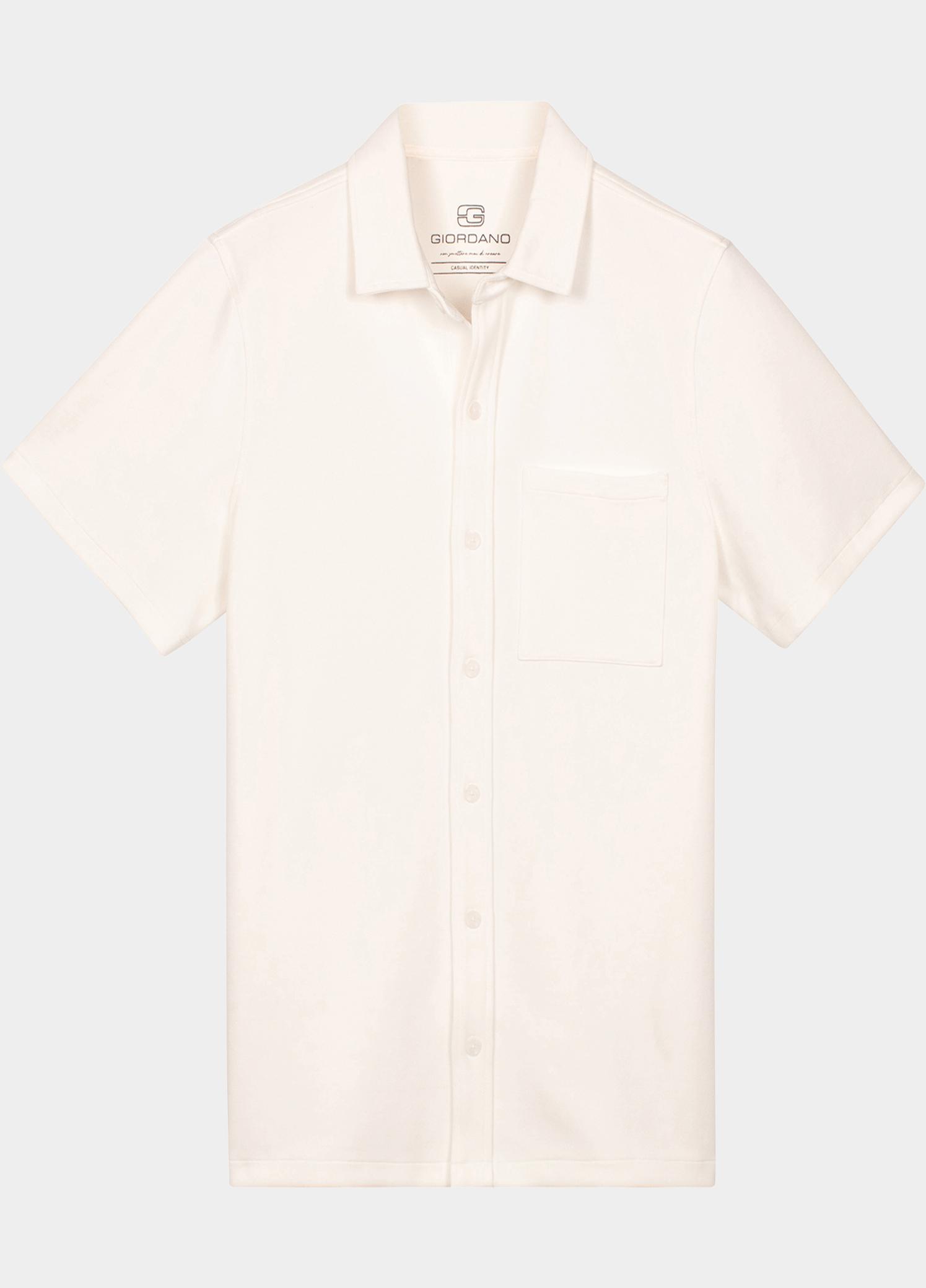 Giordano overhemd korte mouw heren Wit Puglia Short Sleeve Shirt Dou 616070/10
