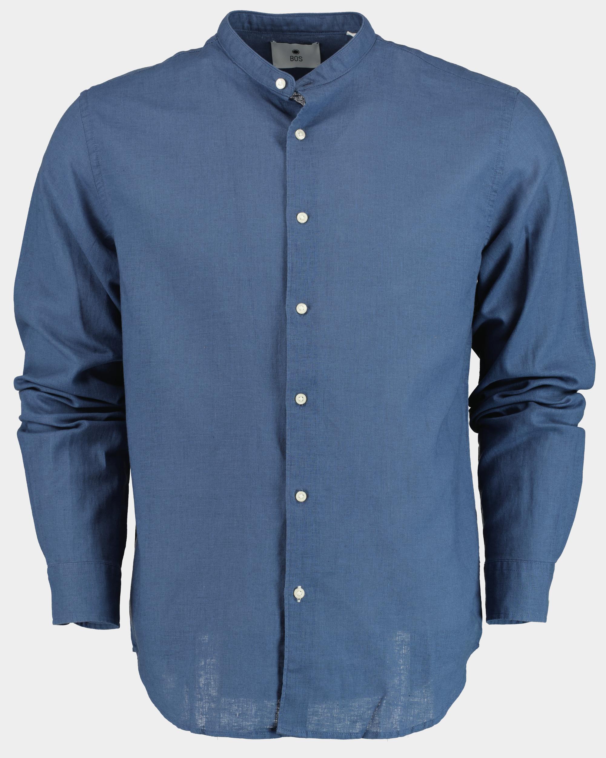 Bos Casual hemd lange mouw Blauw Linnen shirt LM 42540006B/235 Ultramarine