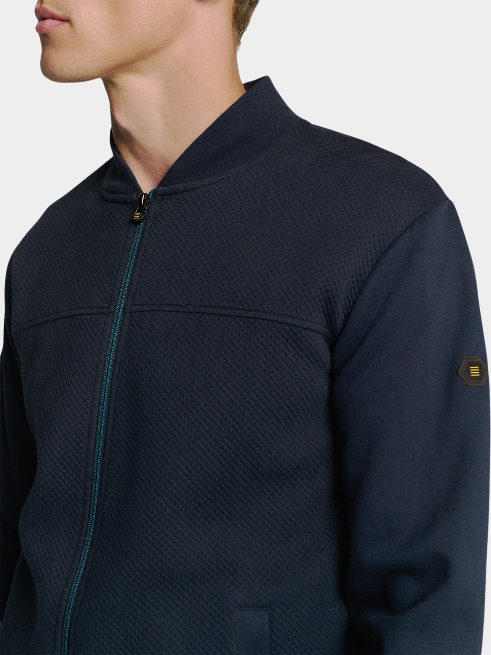No Excess Vest Blauw Sweater Full Zipper Jacquard 27100119/096