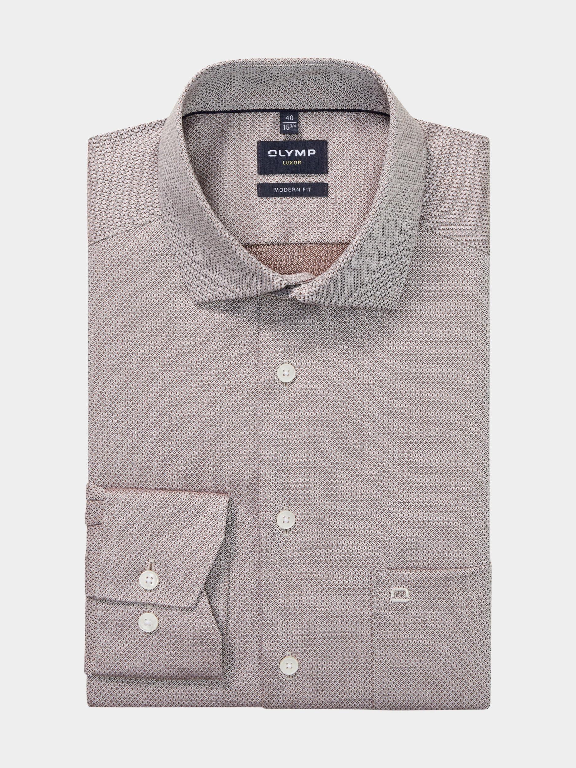 Olymp Business hemd lange mouw Bruin Luxor 135674/27