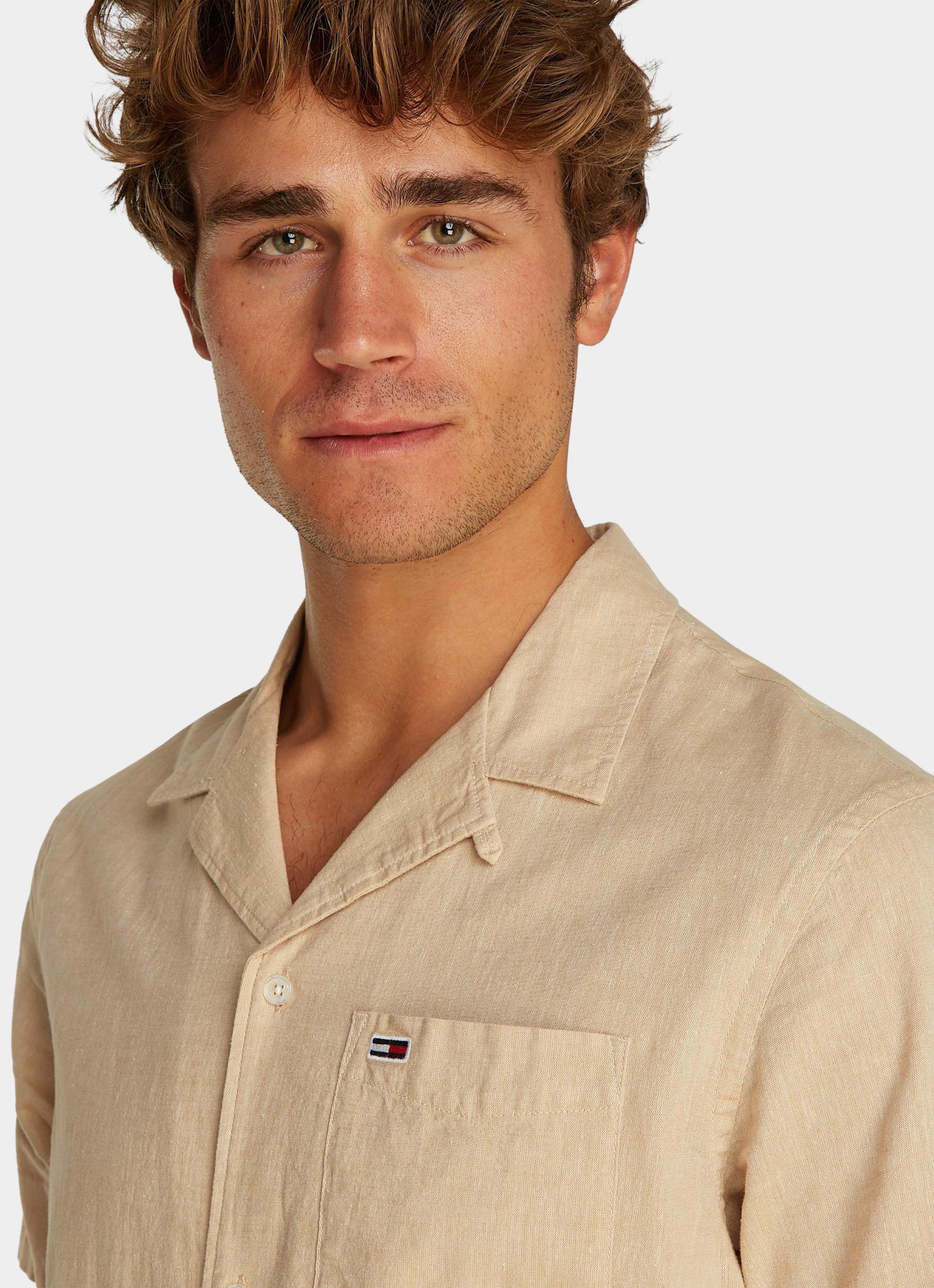 Tommy Jeans Casual hemd korte mouw Beige TJM LINEN BLEND CAMP SS EXT DM0DM20895/ACG