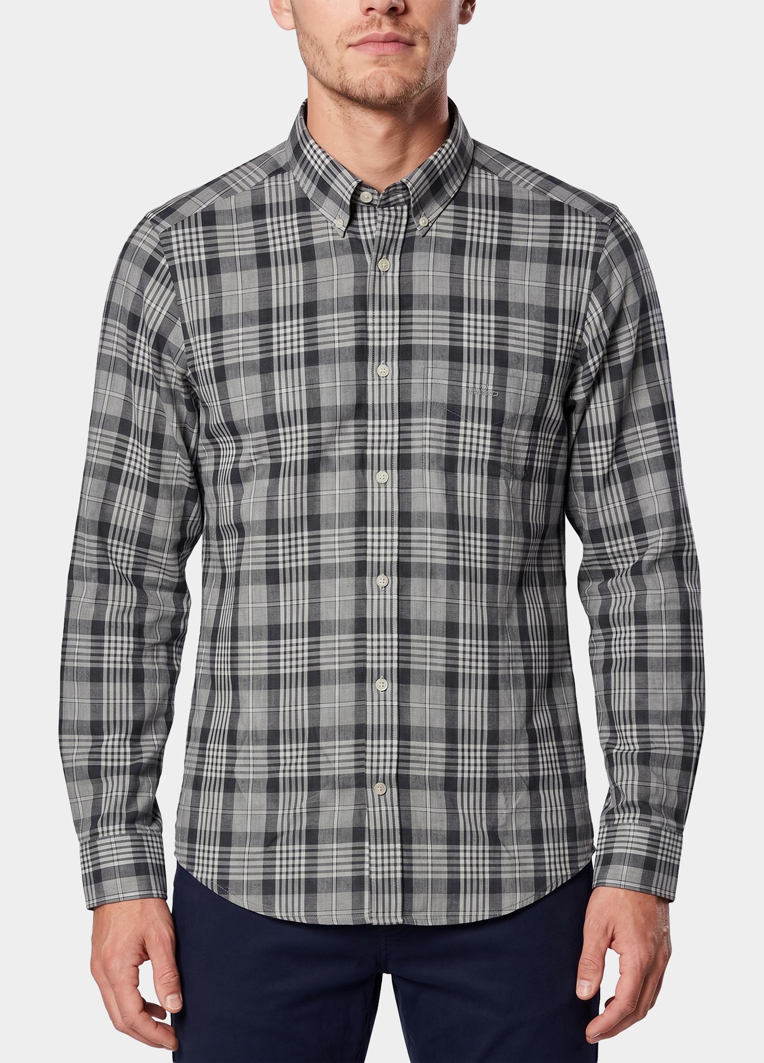 Gant Overhemd heren Grijs Checked Melange Poplin Shirt 3262006/093